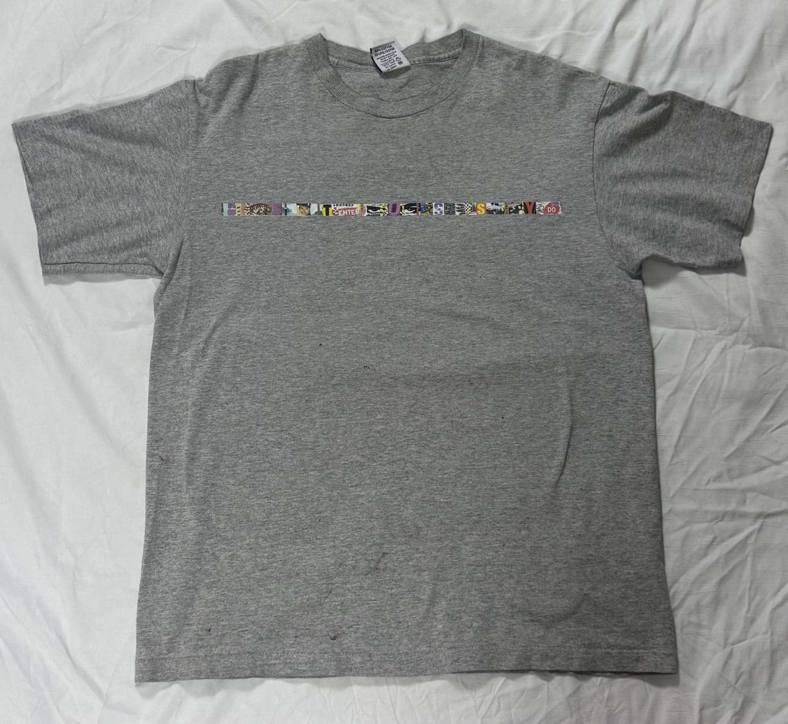 Vintage Stüssy Collage Print Graphic Gray T-Shirt
