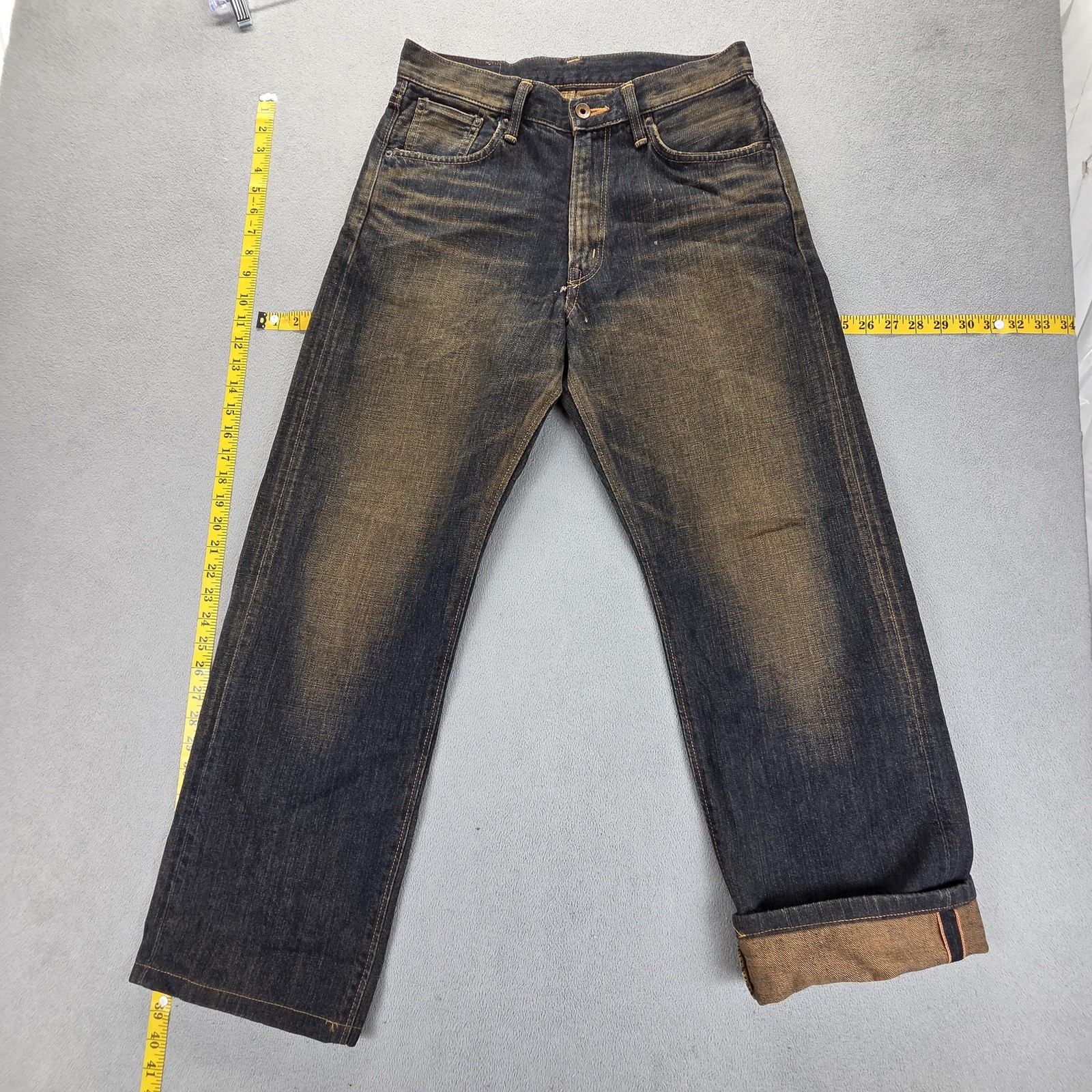 Edwin Jeans Mens Blue Selvedge 505z Dirty Wash Whiskers Fits 30×28
