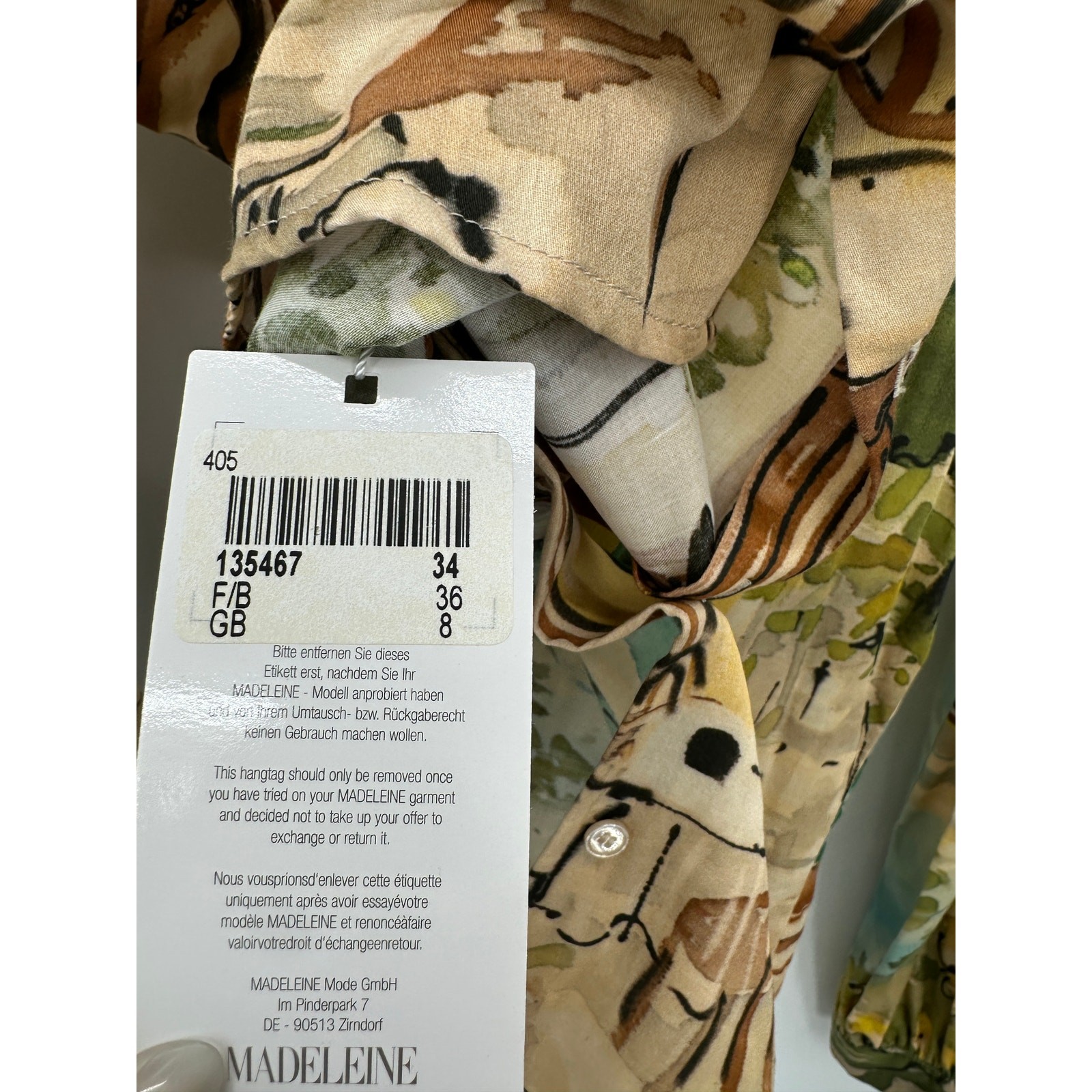 Madeleine Shirt Size 4 Artsy Unique Button Front Neck Collar Made in Poland NWT