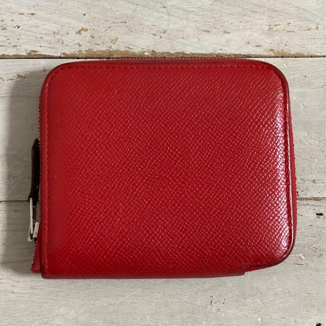 HERMES Compact Wallet Mini Wallet Red