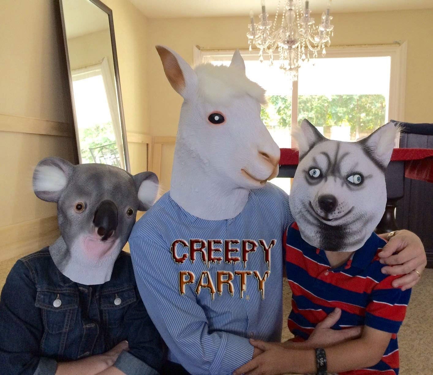 CreepyParty Alpaca Mask for Adults, Natural Latex One Roomy Adult Size, White