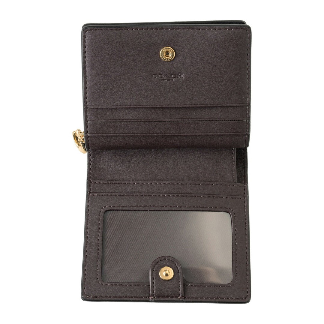 New COACH Bi Fold Wallet Snap Wallet Walnut Black