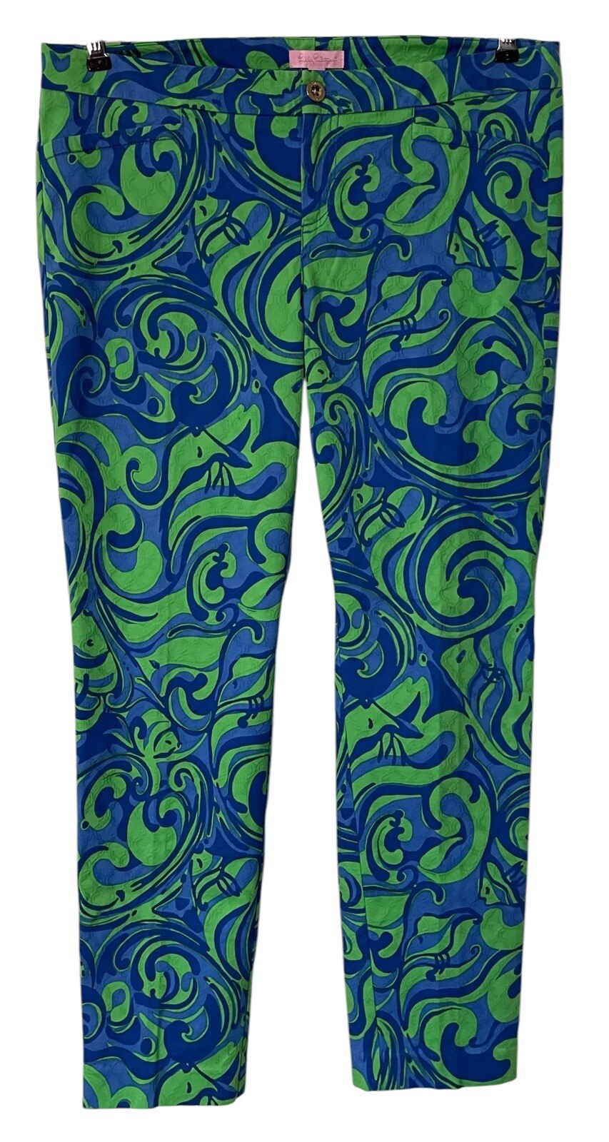 Lilly Pulitzer Kelly Ankle Pant Canopy Green I’m No Angel Swirl Disco Artsy 12