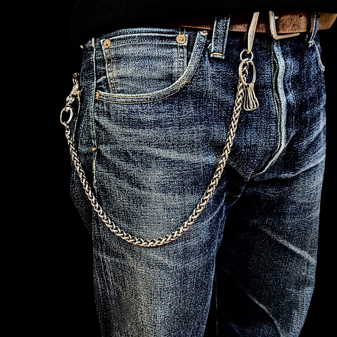 Solid brass Stainless steel Wallet chain Vintage finish Handmade in Japan ZWSA