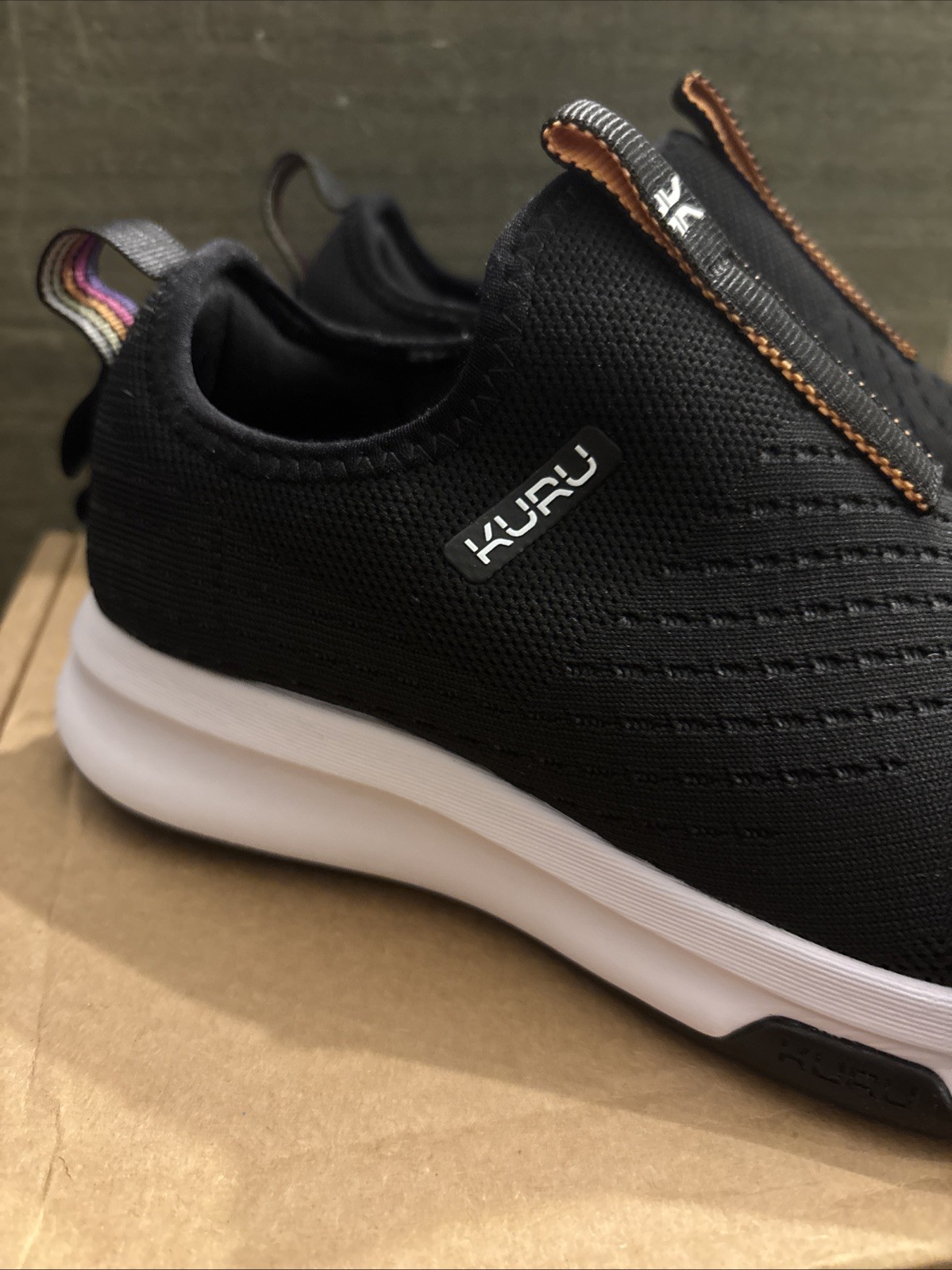 Kuru Atom Slip On Womens Size 7.5 Black White Athletic Walking Shoes Sneakers