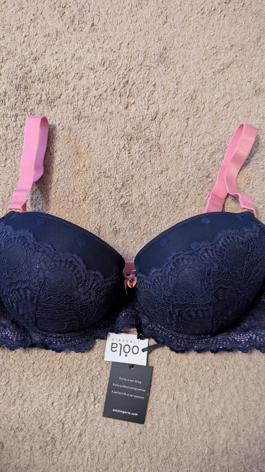 38D OOLA UNDERWIRED NAVY PINK BRA BNWT SALE RRP £45