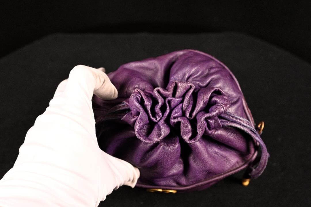 CHANEL Lambskin Matelass Turn Lock Drawstring Chain Backpack Purple Auth