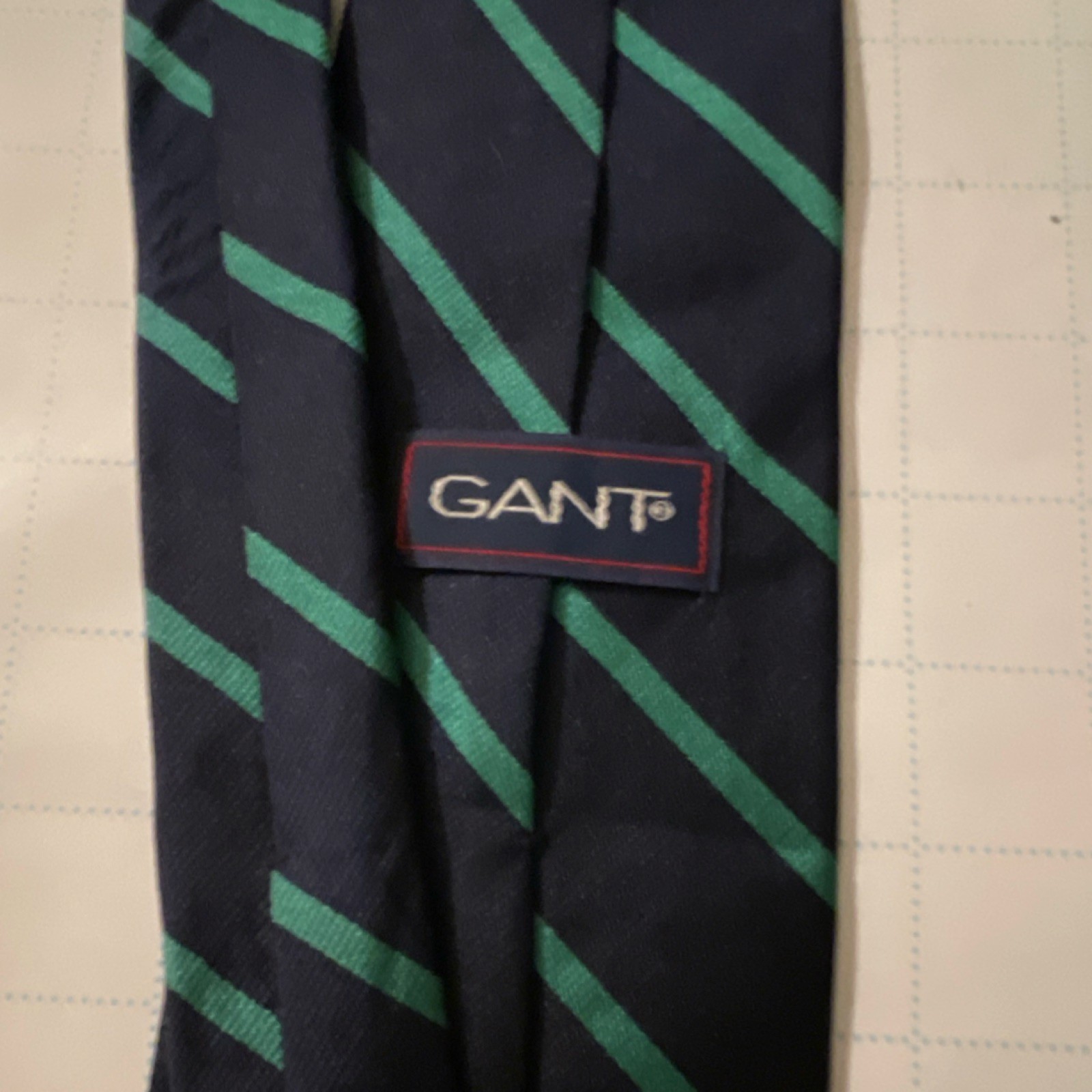 GANT Men’s Navy Green Striped Silk Tie Woven Classic Designer 57-60 Inches