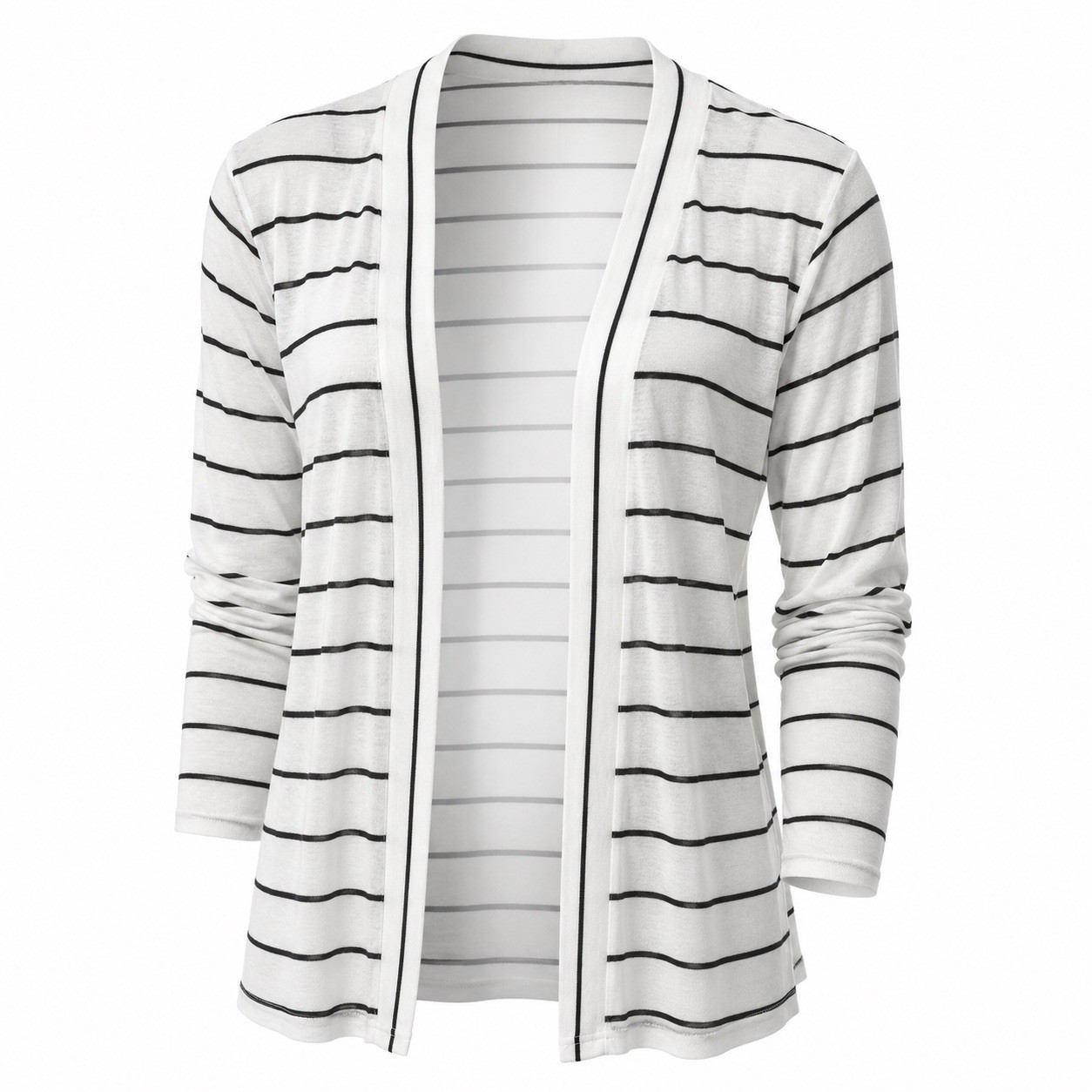 J. Crew Cardigan White Black Stripe Sweater Long Sleeve Coastal Flyaway Medium