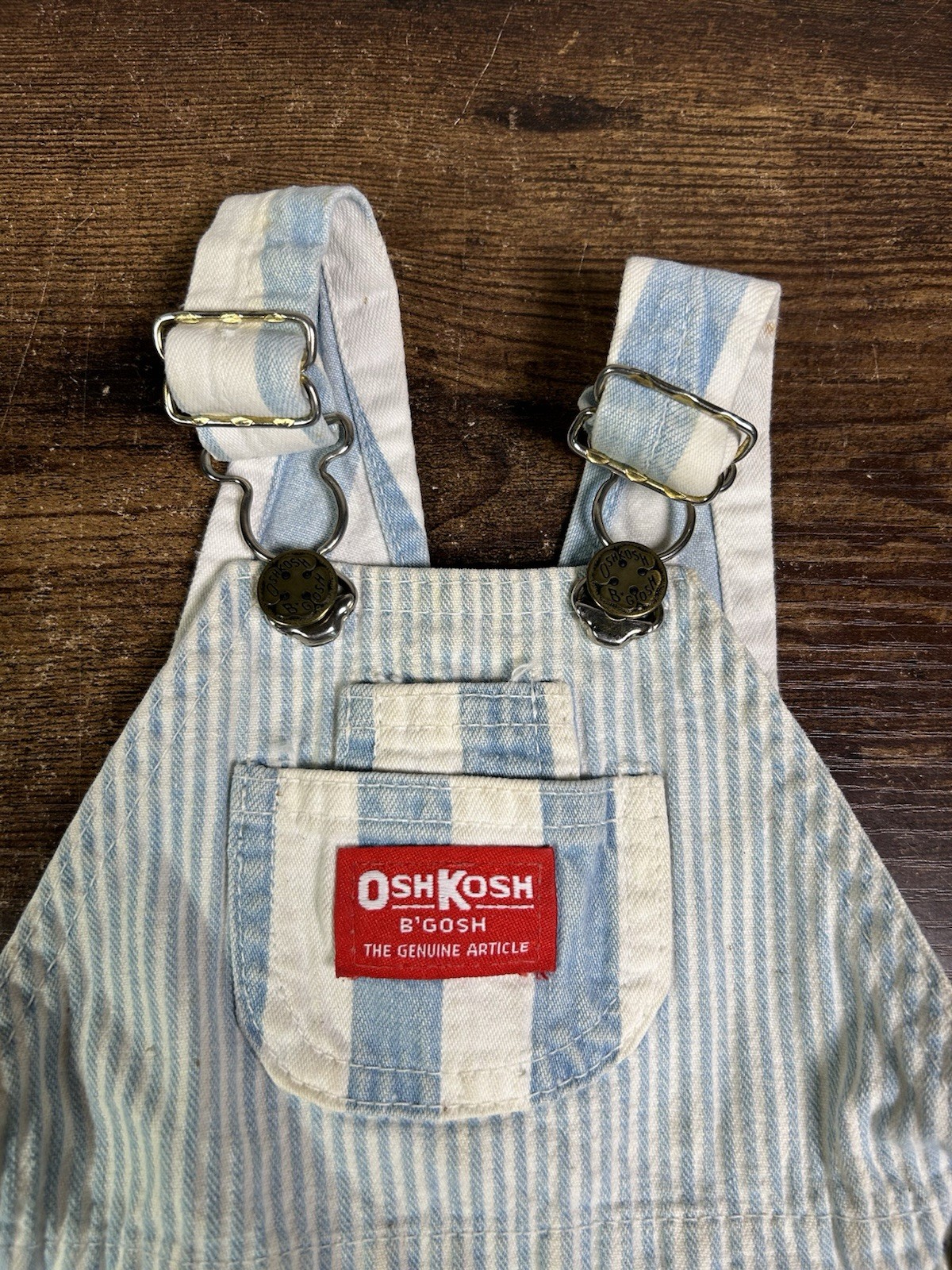 OSHKOSH B’gosh Blue White Striped Overall Shorts Size 12 months