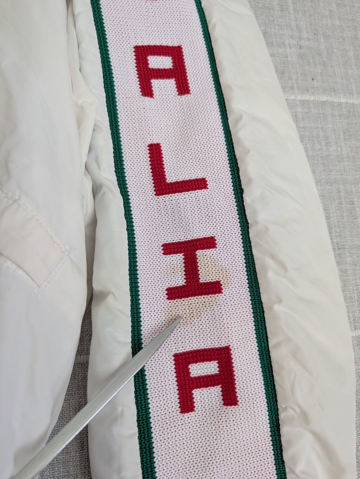 Vintage King Louie Italia Jacket Mens XL White Varsity USA Company Name Read**