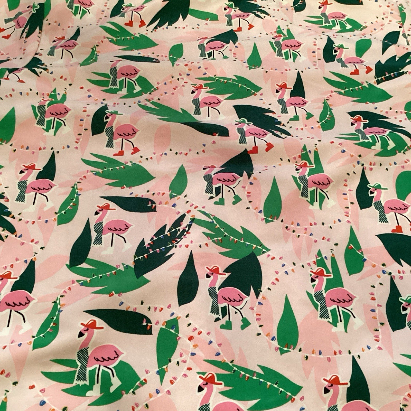 2x Scrub Top NWOT V Neck “Flamingos With Party Lights” 2 Front Pockets
