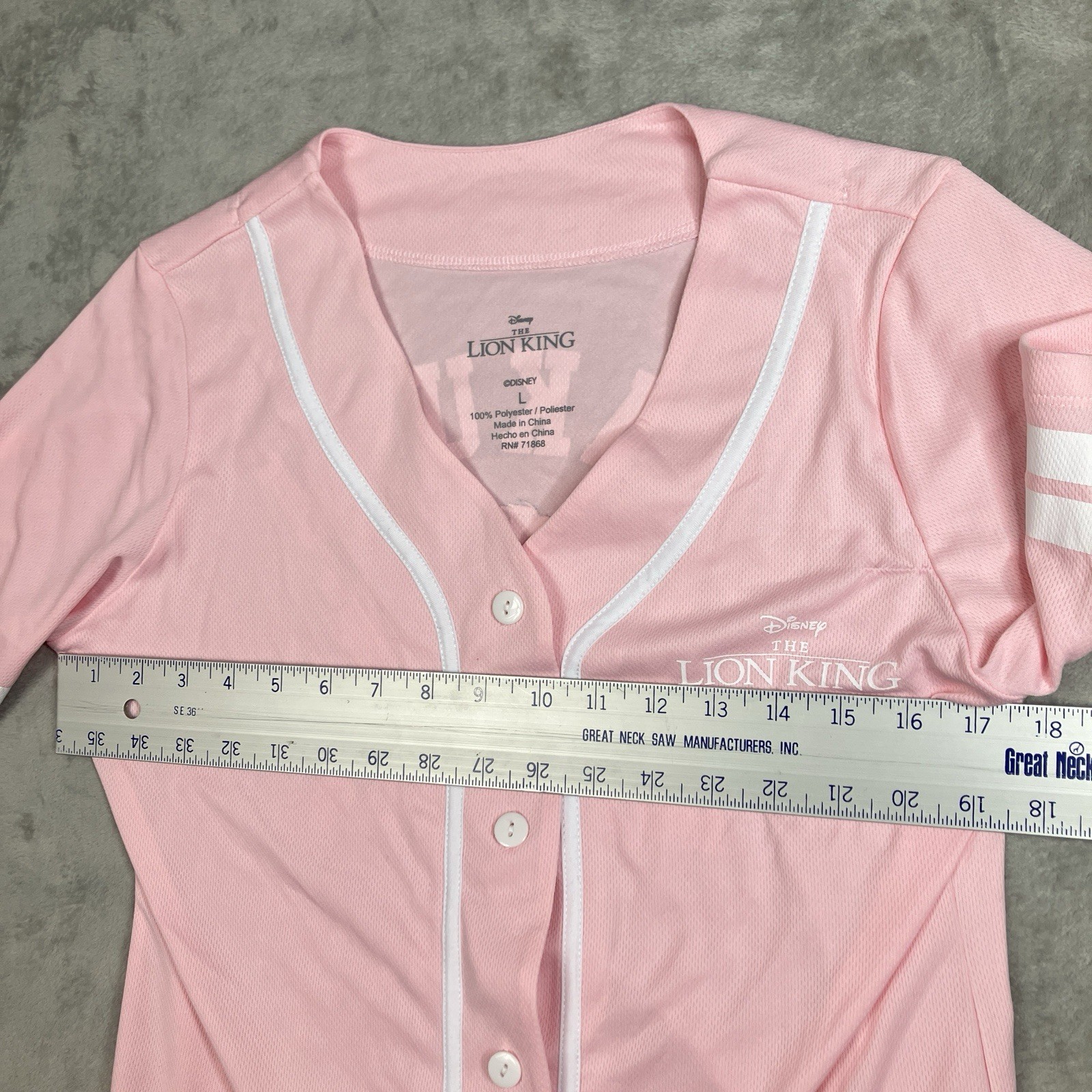 Disney Lion King Baseball Jersey Womens L Pink Button Front Hakuna Matata Shirt