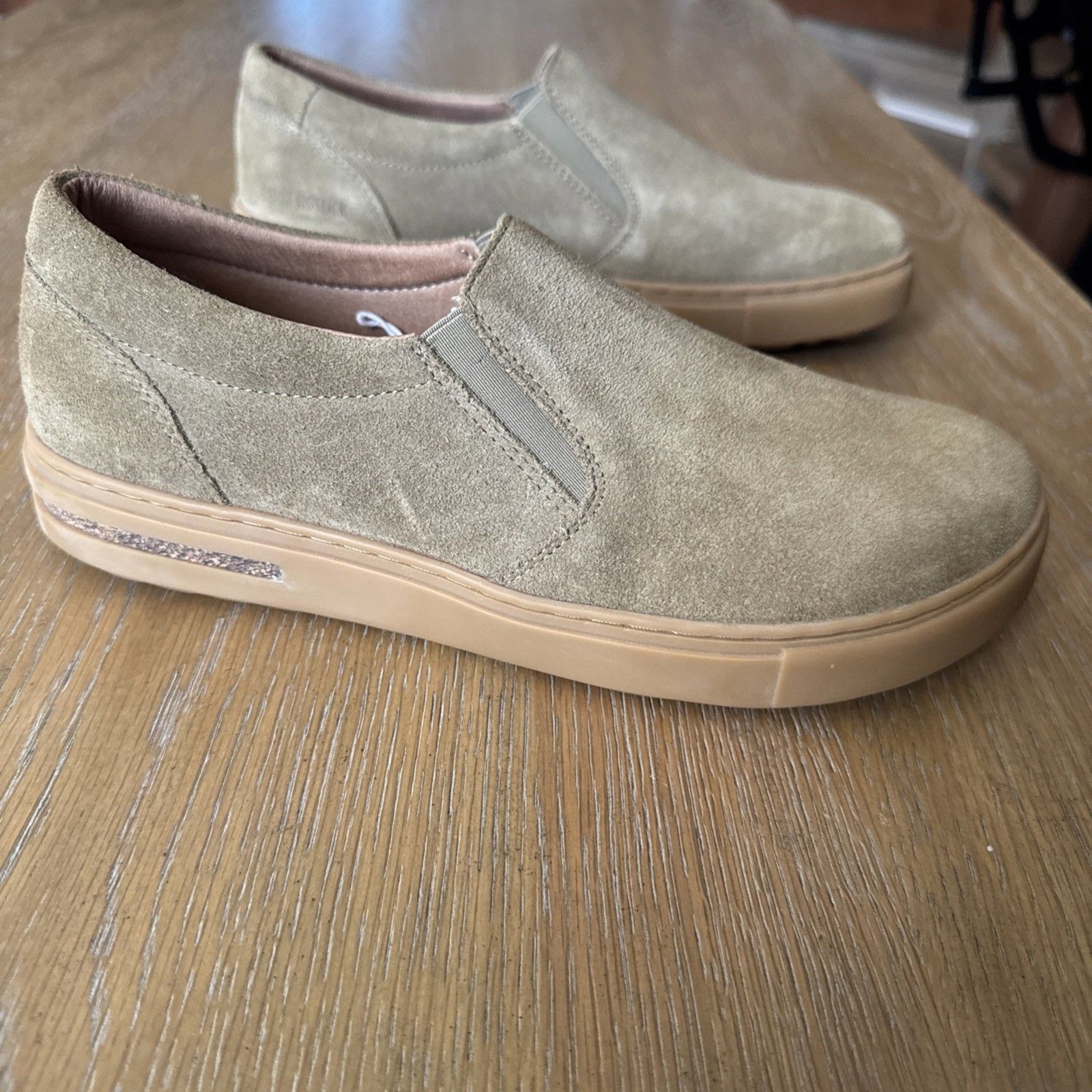 NWOB Birkenstock Callan Taupe Suede Slip On Loafers Sneakers W9 – M7 Comfort