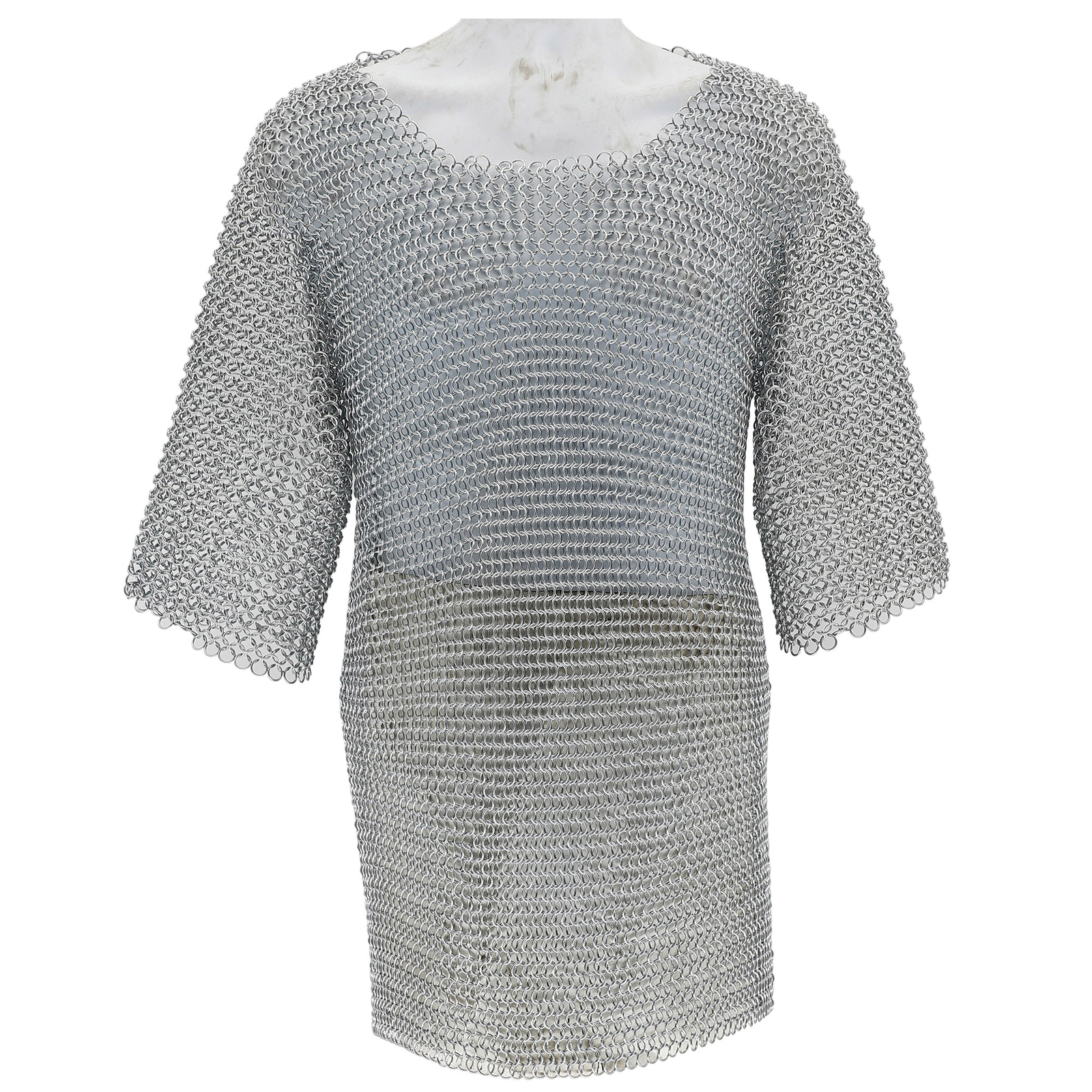 MEDIEVAL CHAINMAIL LONG SHIRT HAUBERGEON CHAIN MAIL ARMOR BUTTED REENACTMENT
