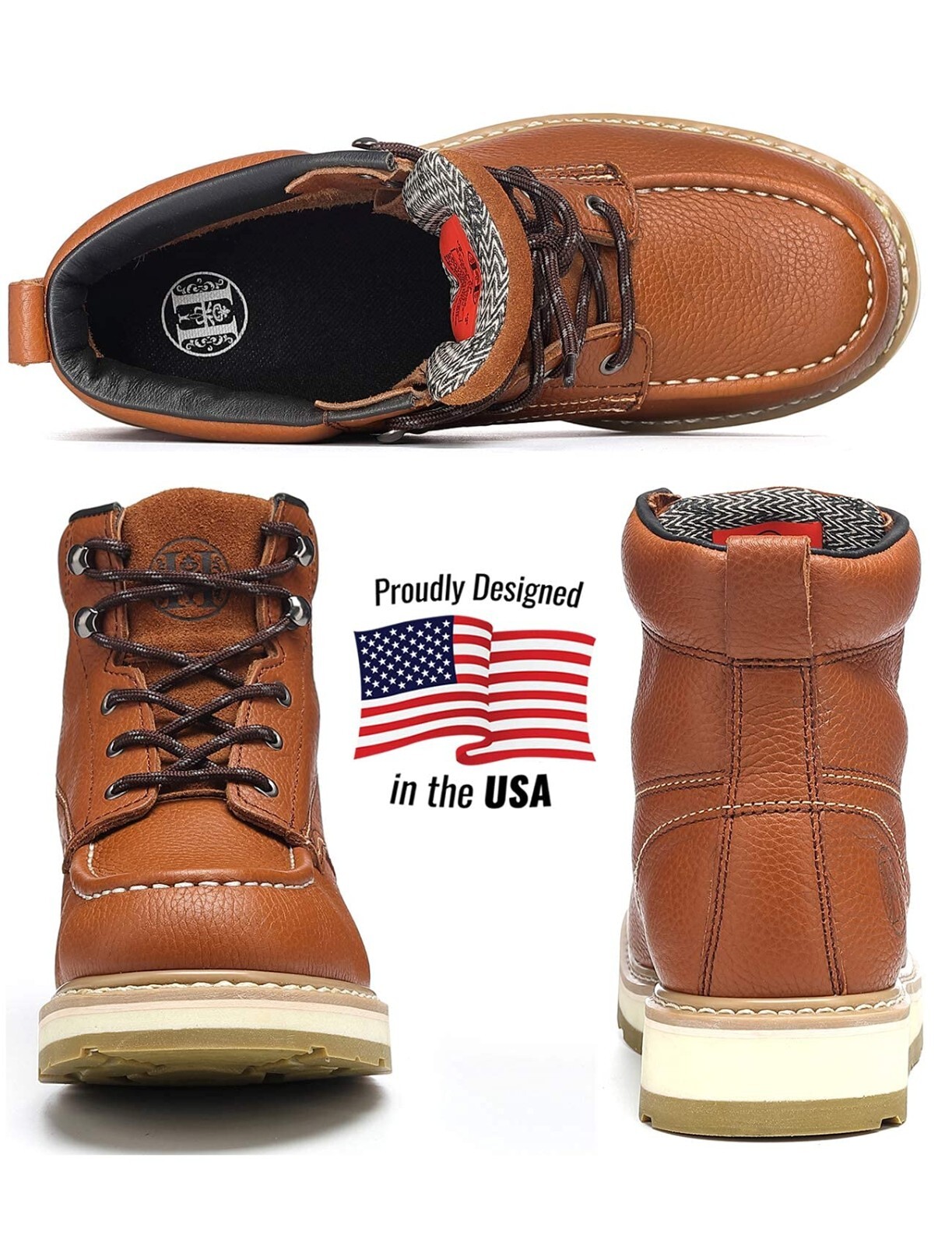 Mens Work Boots 6″ Soft/Composite Toe Safety EH Work Boots for Men Wide Shoes