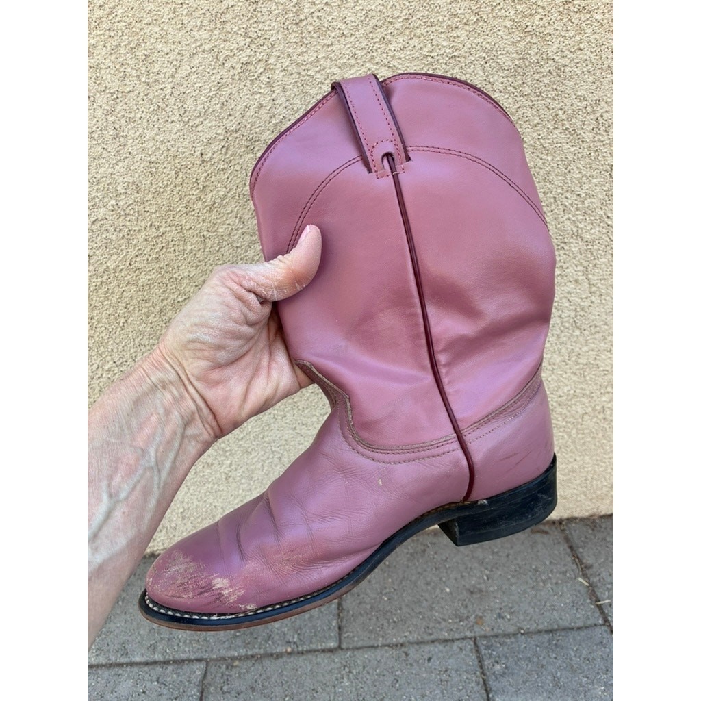 Vintage Laredo Rose Tan Leather Roper Boots Women’s Size 8 M Made in USA