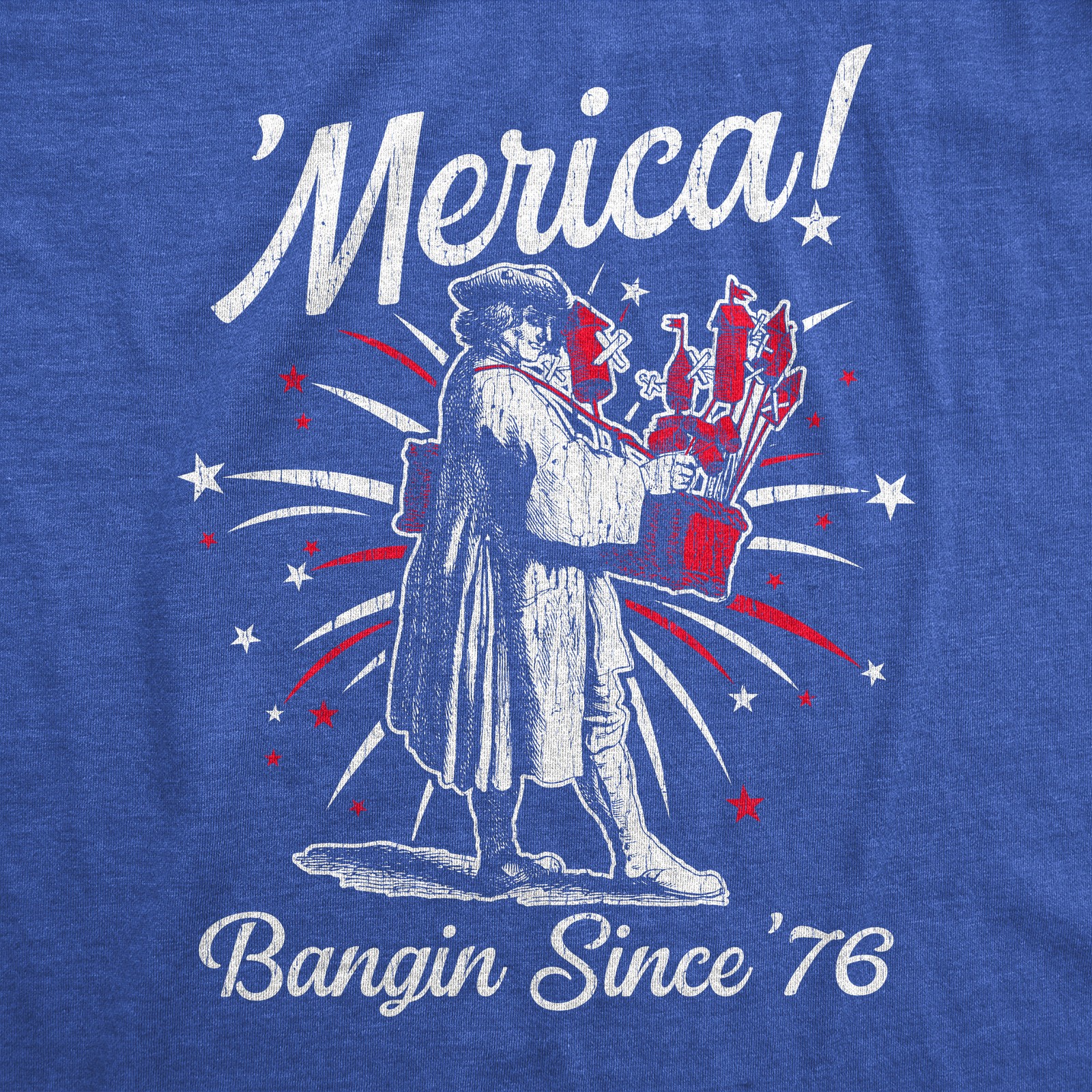 Womens Merica Banging Since 76 T Shirt Funny Fourth Of July American Fireworks