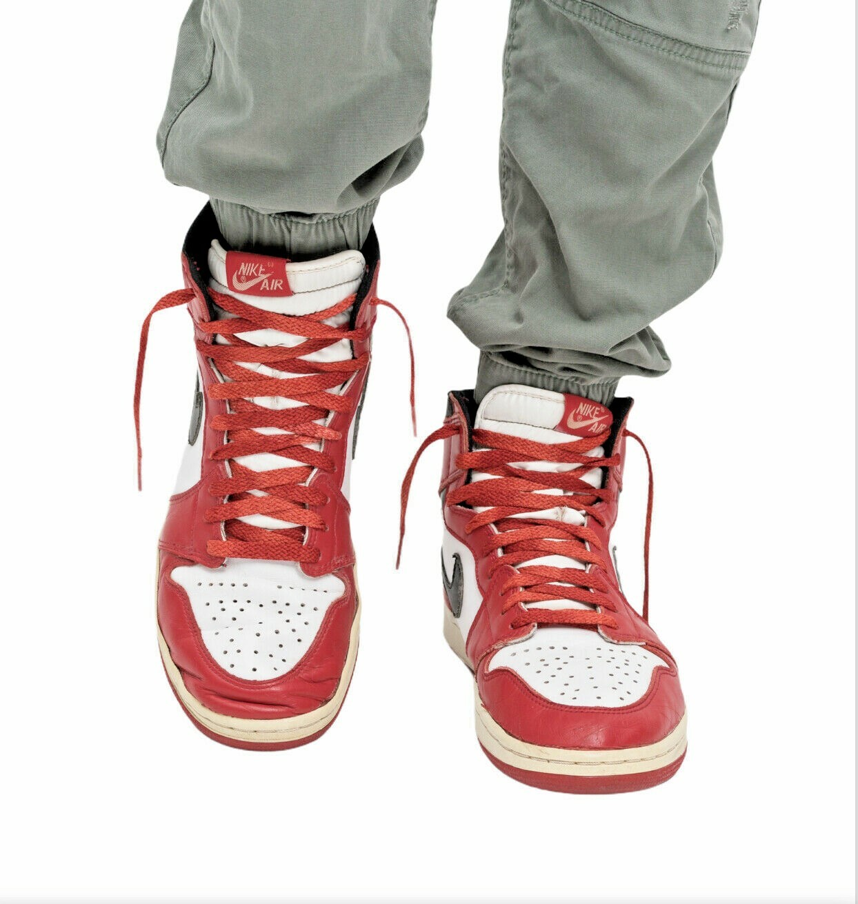 Vintage Distressed Bleached Jordan 1 1985 Style Shoelaces for Nike, Adidas, Conv