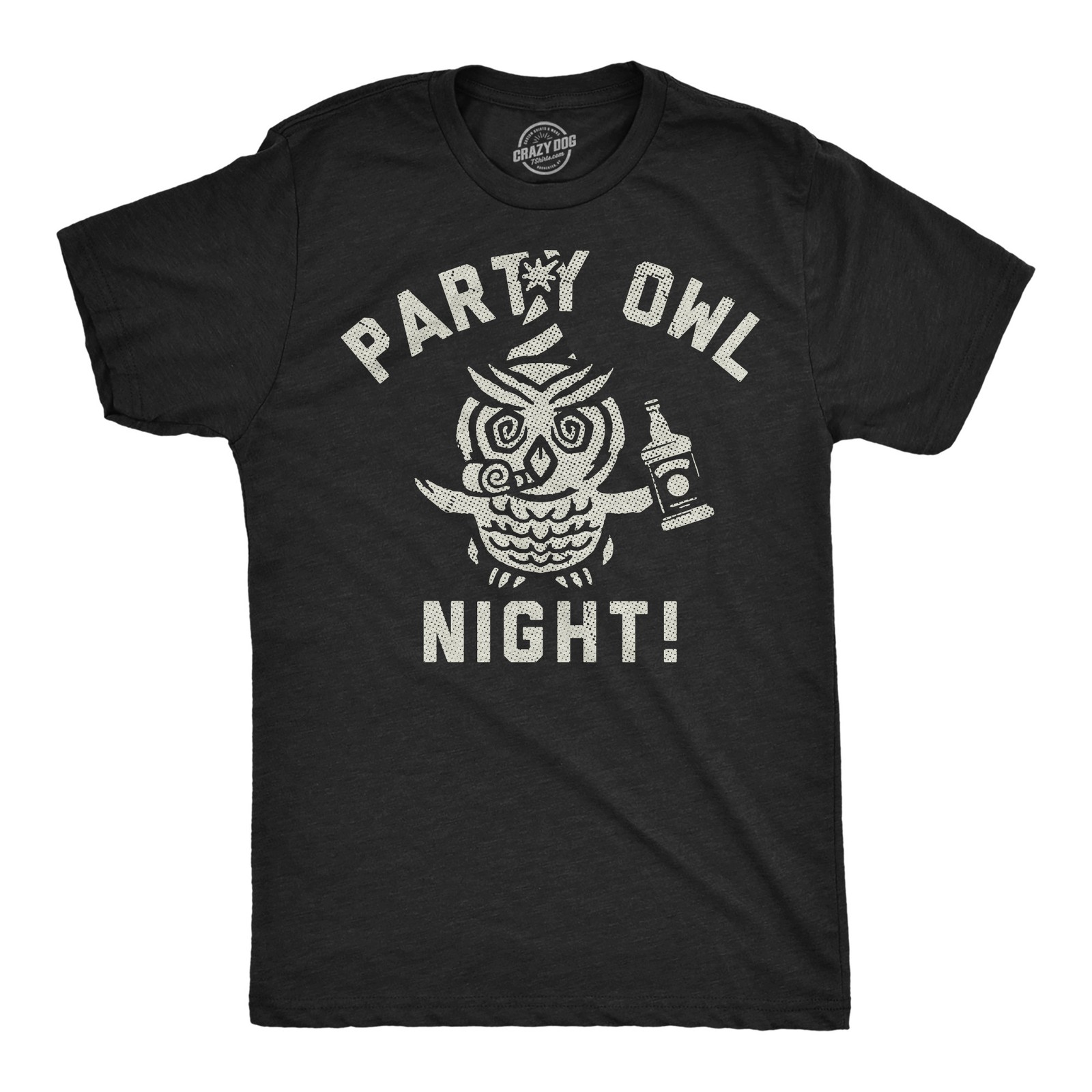 Mens Funny T Shirts Party Owl Night Sarcastic Drinking Graphic Novelty Tee for