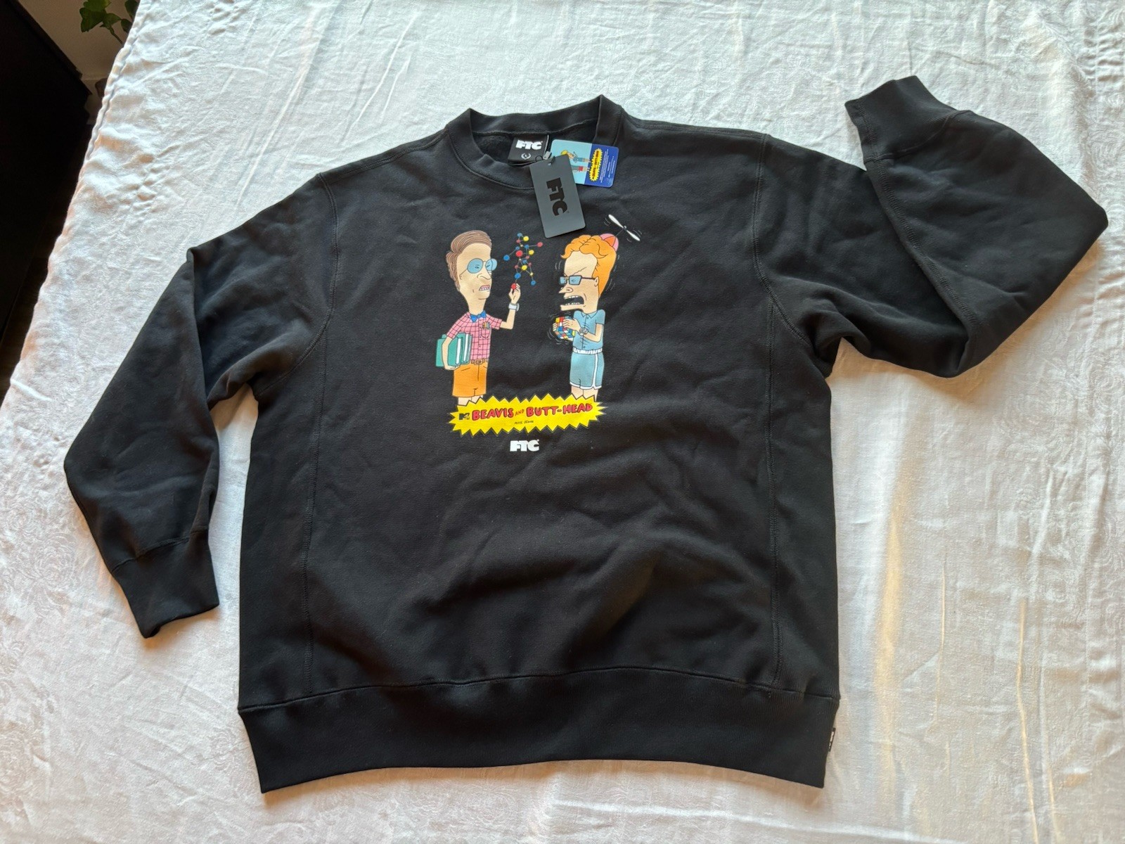 NWT Beavis and Butthead x FTC Sweatshirt Rubiks Cube Science Toys Cotton L