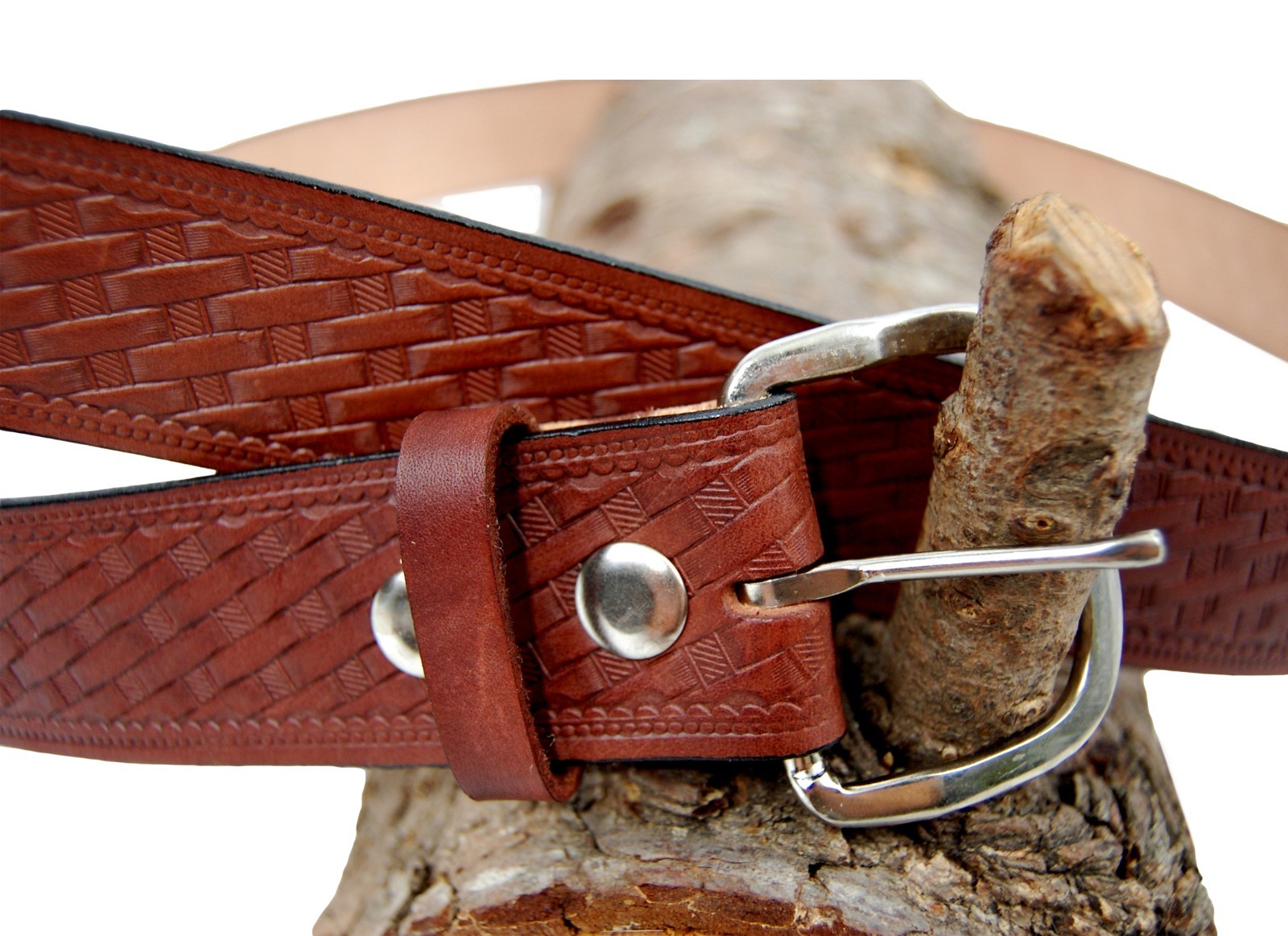 New Barsony 1 3/4″ (1.75″) Basketweave Leather Belts for Sizes 47″ – 53″