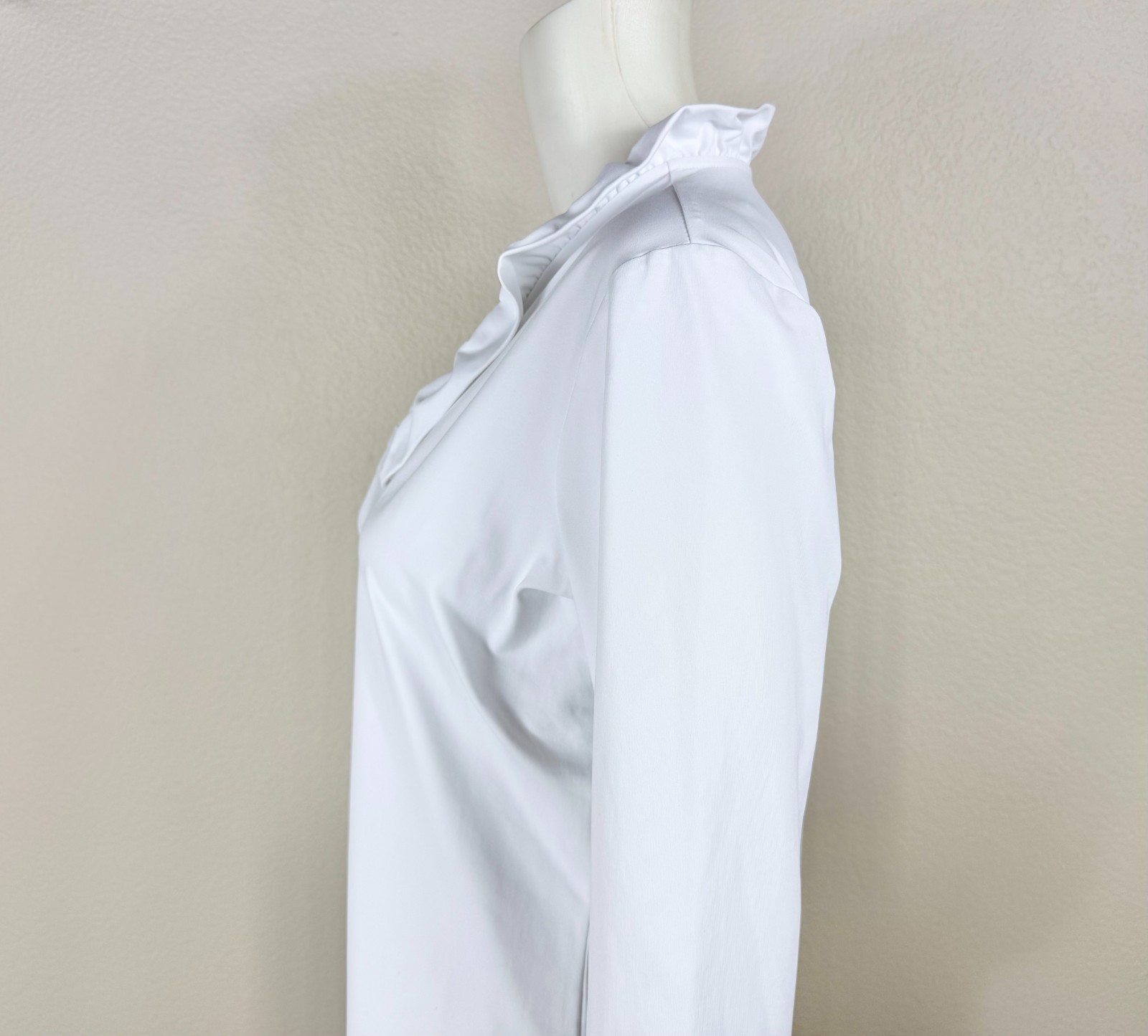 J. McLAUGHLIN Durham Top Catalina Cloth Ruffle Size Large Solid White – NTSF