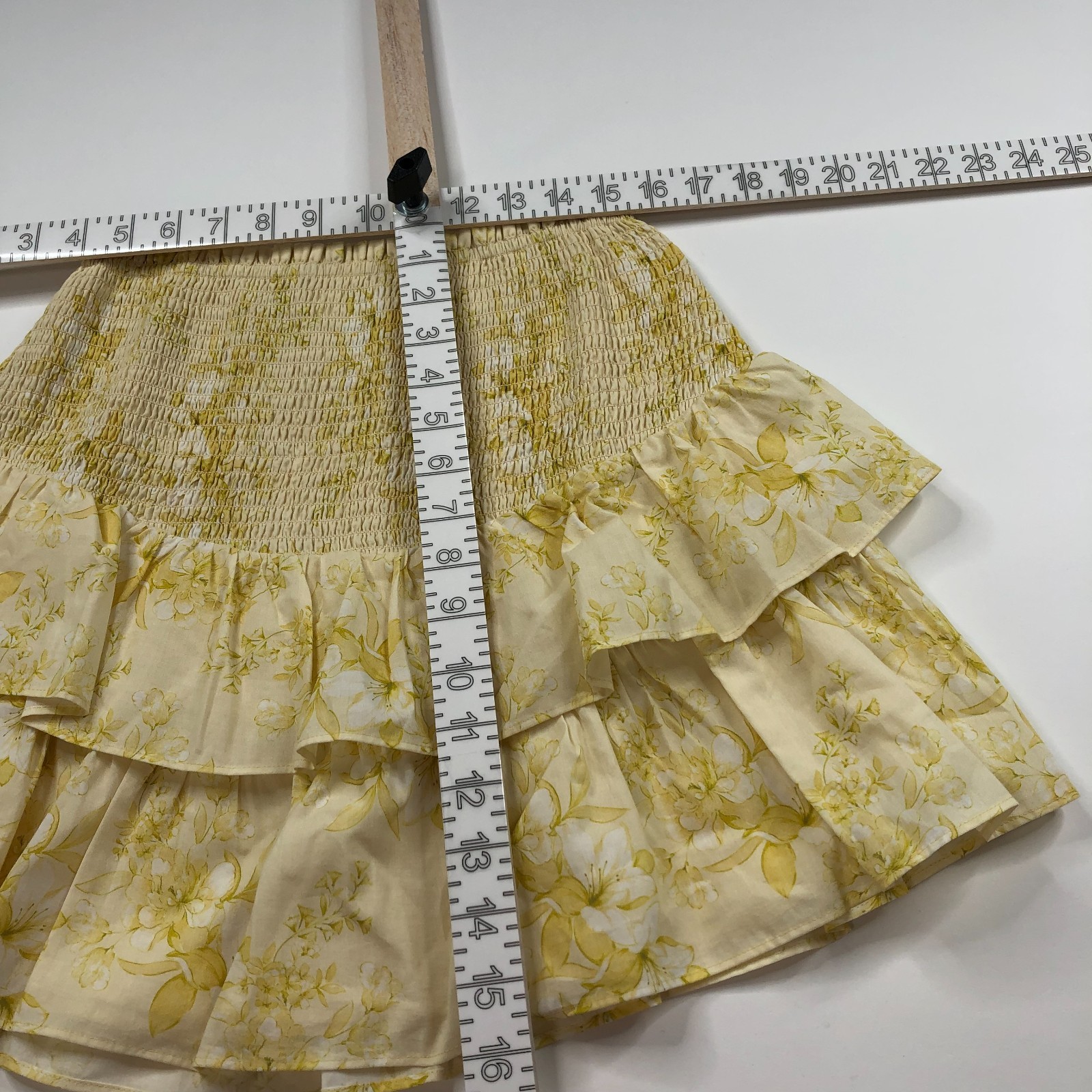 Intermix OS (Fits 22In) Pull On Tiered Mini Skirt All Over Print Yellow HRJ