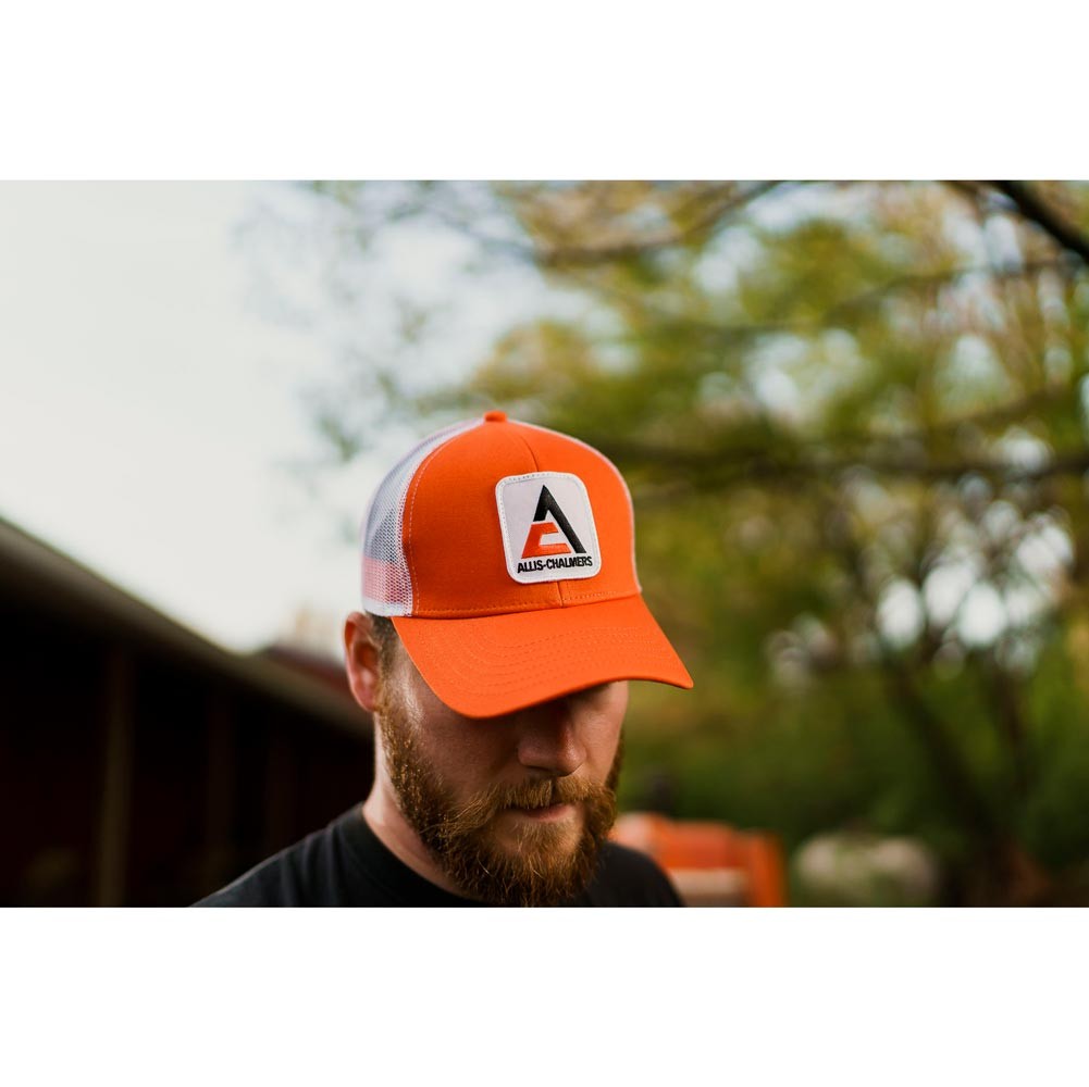 Allis Chalmers Logo White Mesh Back Adult Cap with Snap Adjustable Closure NAOWM