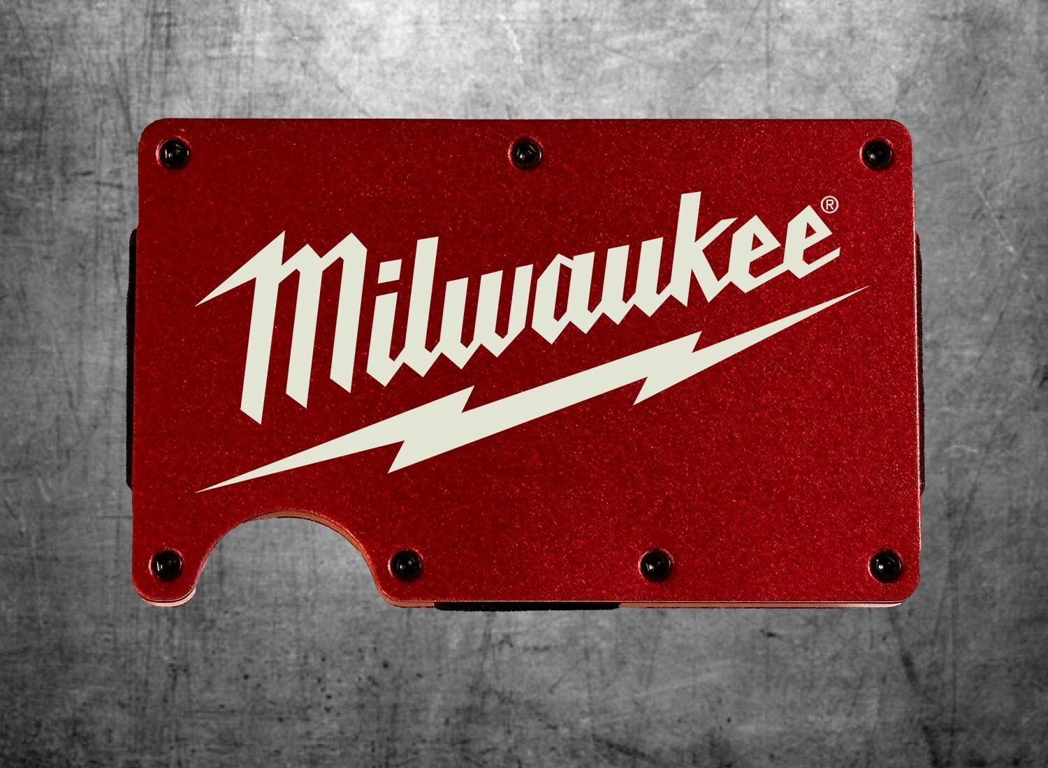 CUSTOM Milwaukee Tool Thin Metal RFID Blocking Laser Engraved Slim Wallet