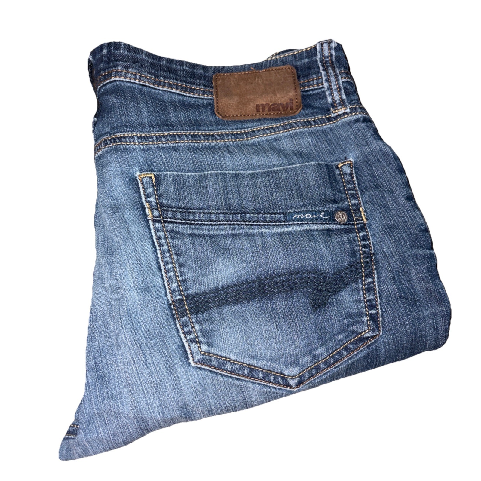 Mavi Zach Straight Leg Jeans Men’s 34×32 Stretch Blue Denim Dark Wash