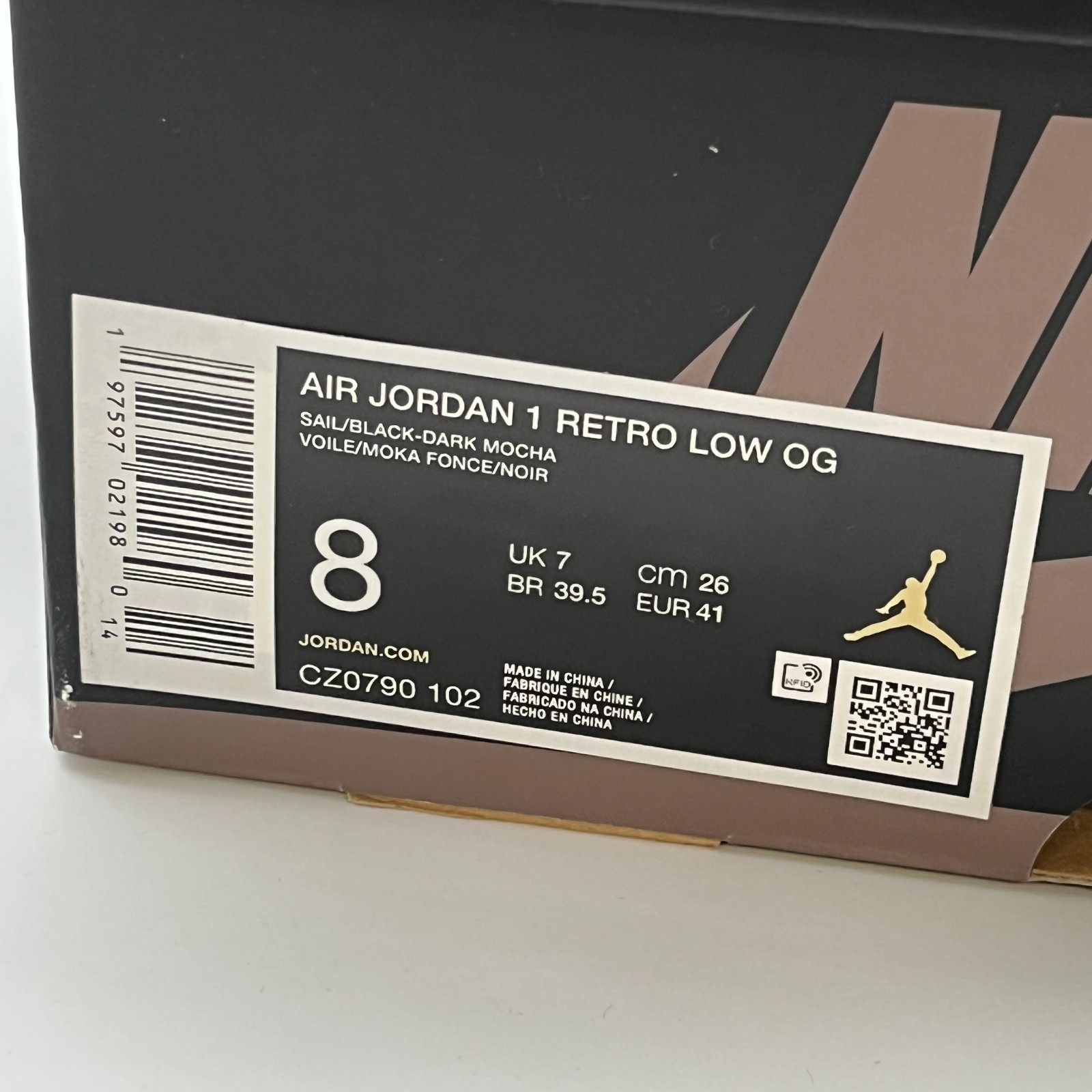 Nike Air Jordan 1 Low OG Sneakers Men’s Mocha Black Lace-Up Atheltic Trainer – 8