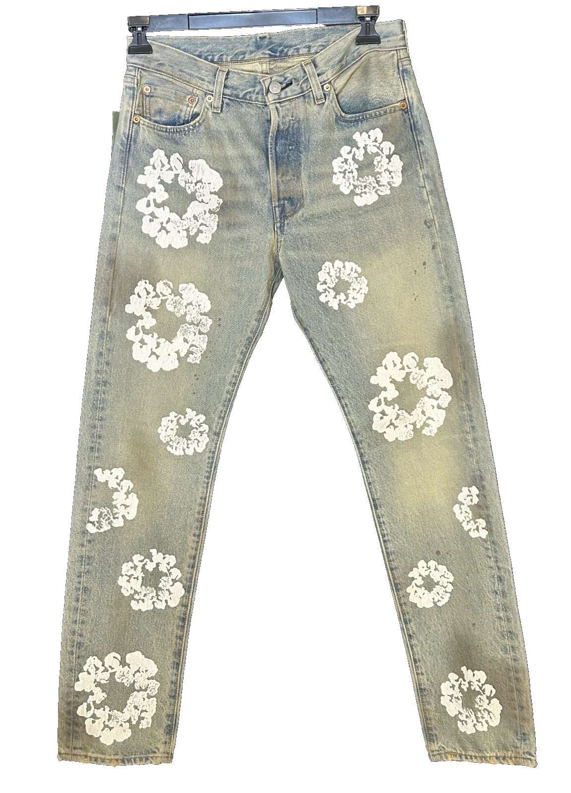 NWT DENIM TEARS Levi’s Floral Straight 501 Jeans Blue Cotton Regular Fit 30 x 32