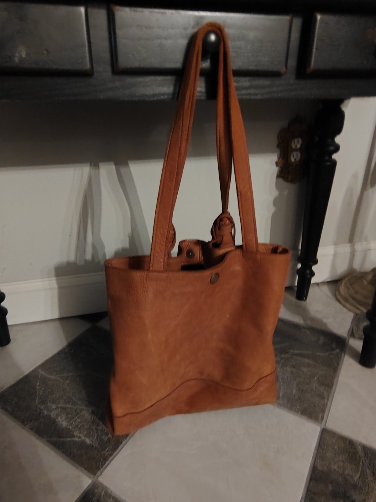 McFadin Texas Handmade Tan Leather Fringe Tote Bag Boho Western Stacy & Laurie