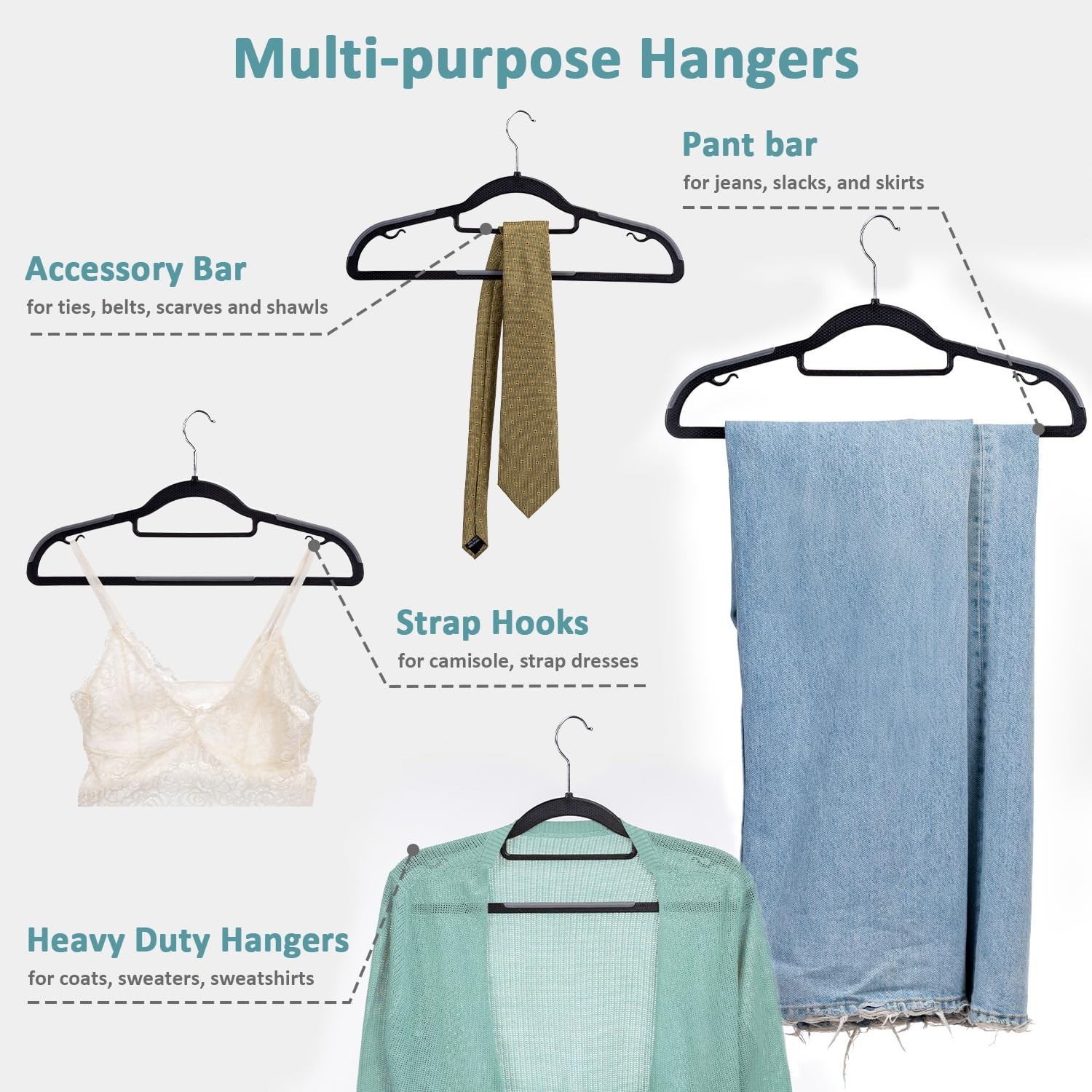 Tonswachic Heavy Duty Plastic Clothes Hangers, Space Saving Hangers 30 Pack, …