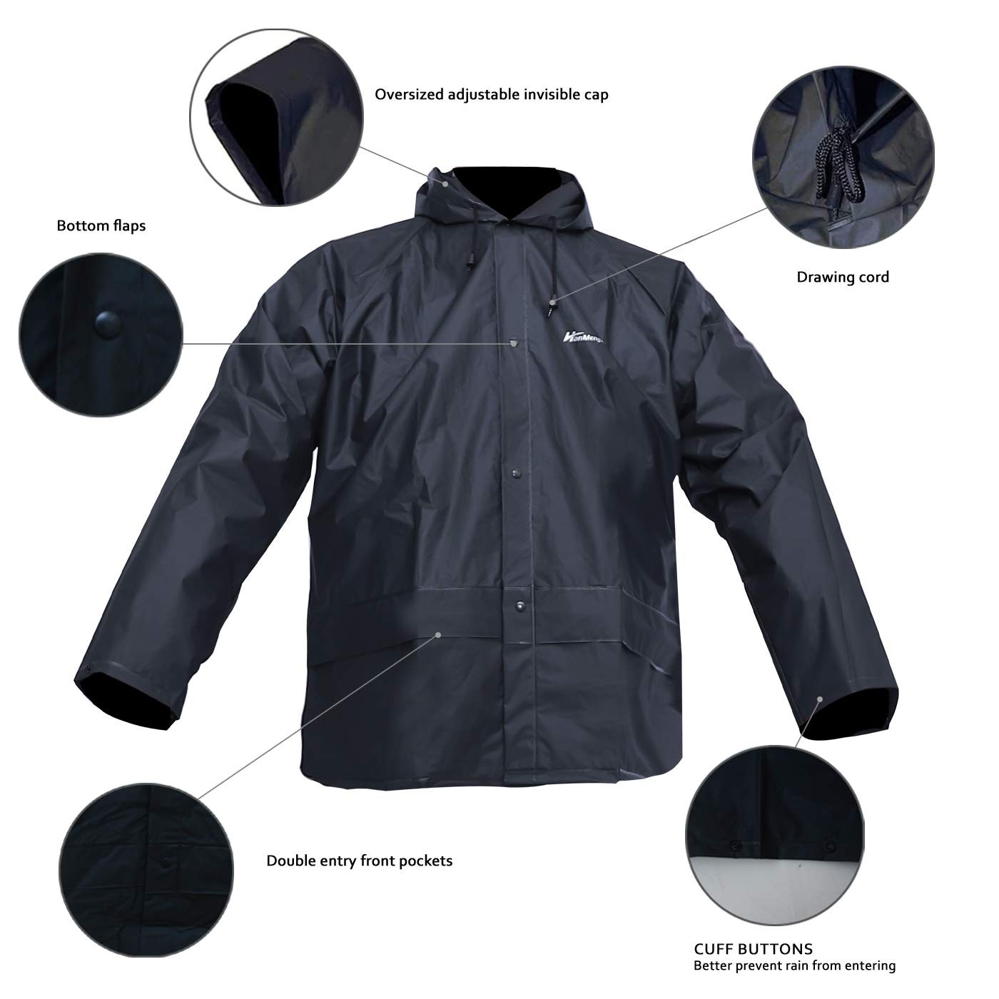 Men’s Rain Suit Waterproof Rain Work Gear Ultra-Lite Rain Jacket and Pants