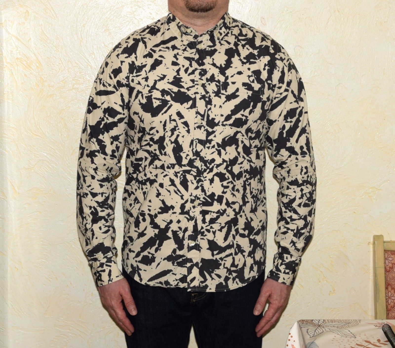 NORSE PROJECTS ANTON BROKEN LEAF LONG SLEEVE SHIRT SIZE M / Slim P2P 21″ MINT