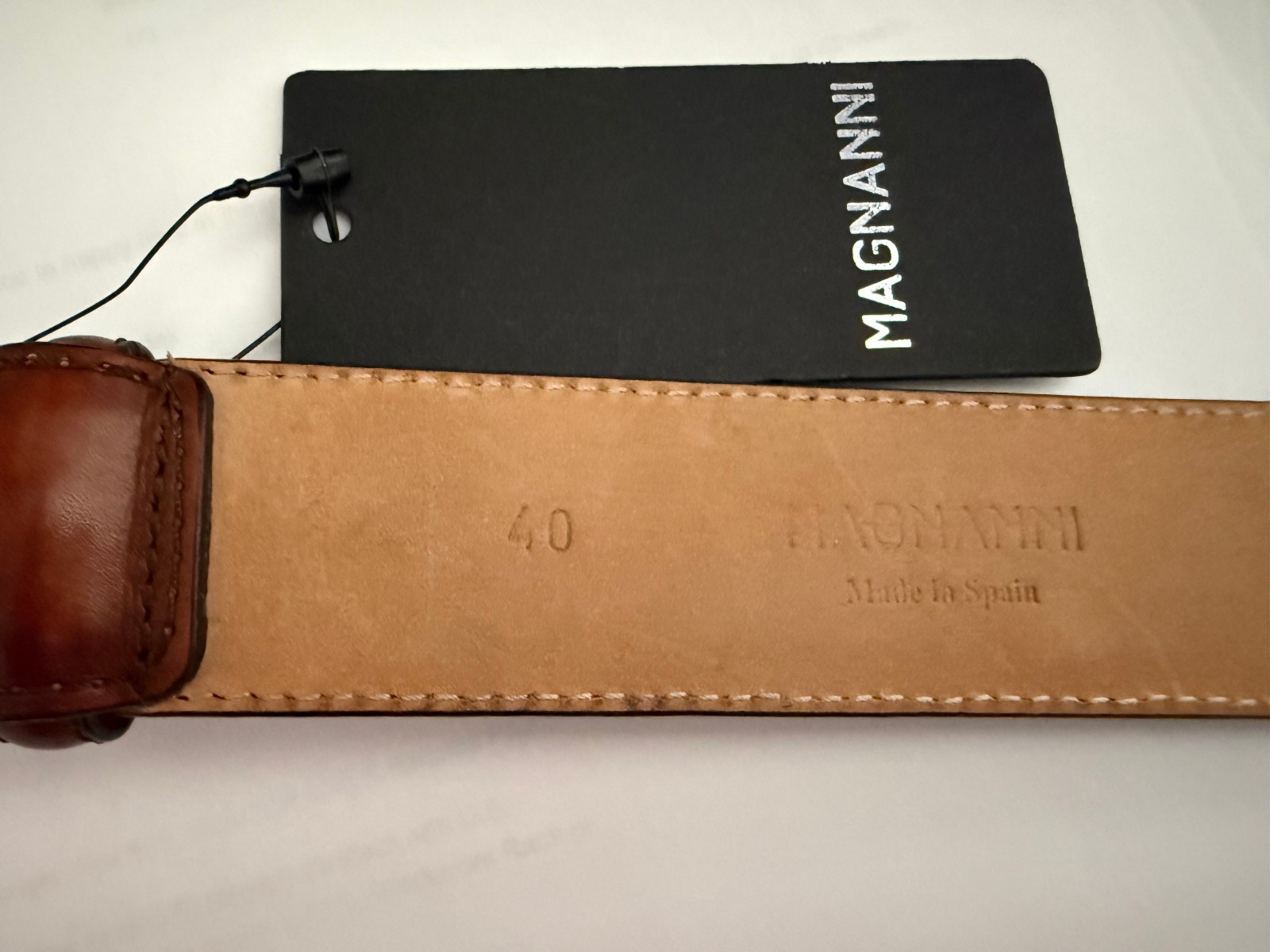 Magnanni 20096 Cognac Brown Smooth Calfskin Leather Belt – 40 – 1.35″ Wide