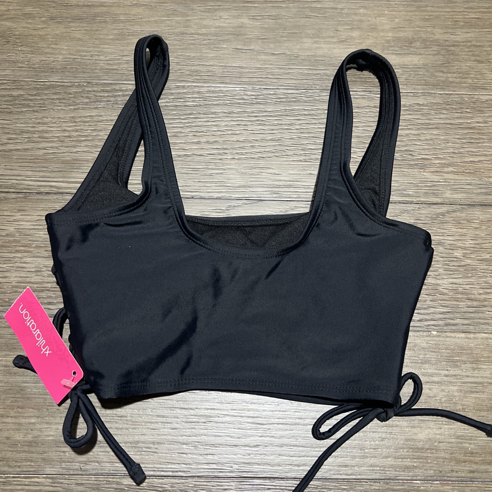Women’s Bikini Top Black Padded Wireless Pullover Swimsuit Size XSmall 00