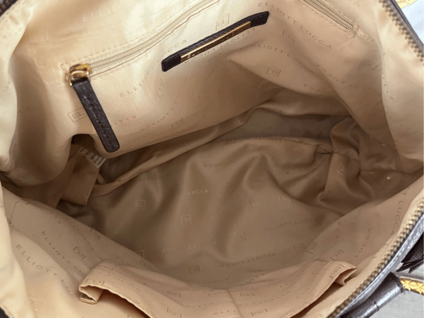 Elliott Lucca Brown Sheen 100% Leather Tote Shoulder Bag