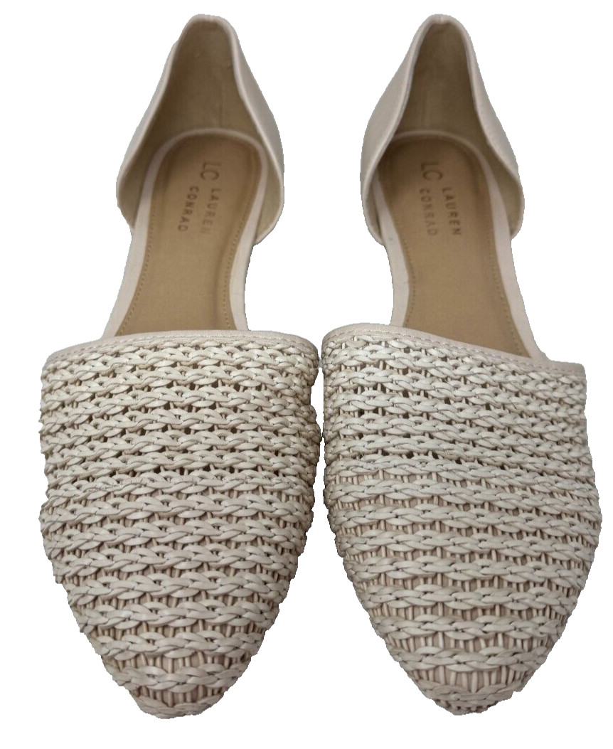LC Lauren Conrad Women’s Calcite Slip On Woven Flats Natural Size:10 73D