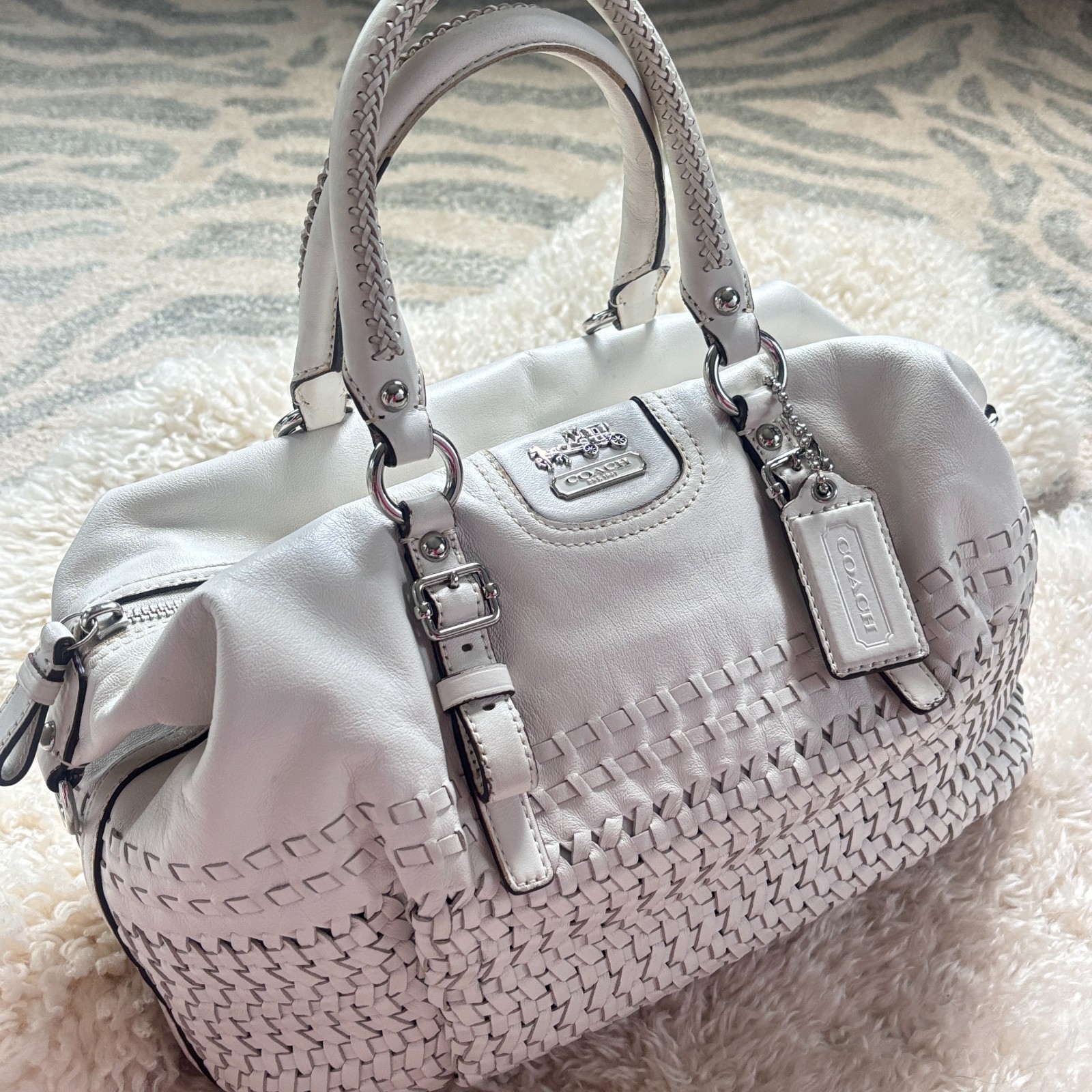 Coach Madison Juliette Satchel Bag in Natural White, Legacy