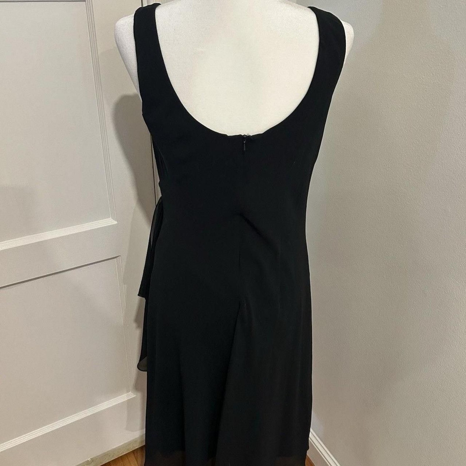 Alex Evenings Vintage Beaded Ruffle Black Maxi Dress Gown Size 10