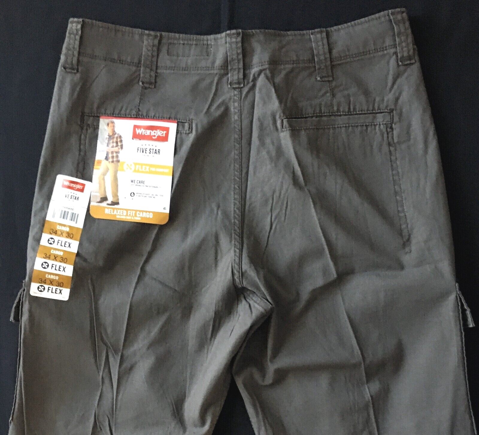 Men’s Wrangler Cargo Pants w/ Stretch Relaxed Fit Olive Drab Green CHOOSE SIZE