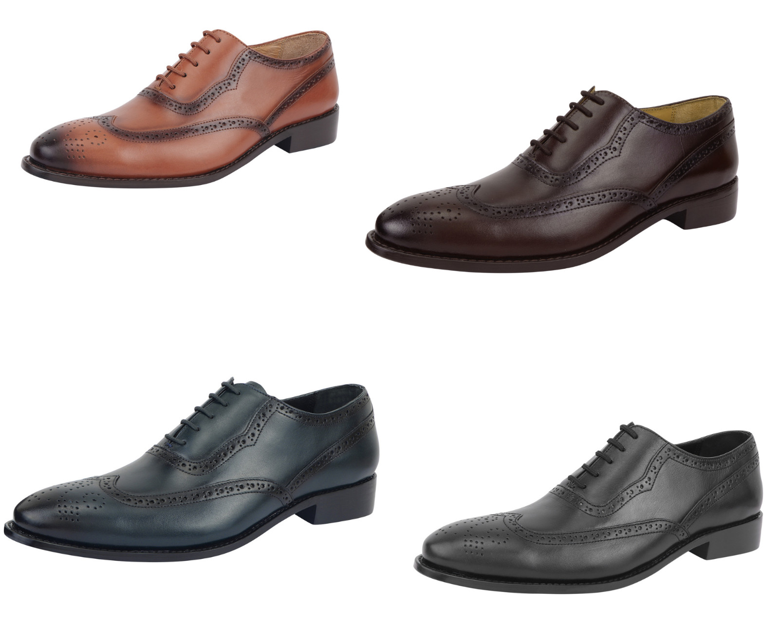 LIBERTYZENO Mens Genuine Leather Wingtip Brogue style Formal Business Dress Shoe