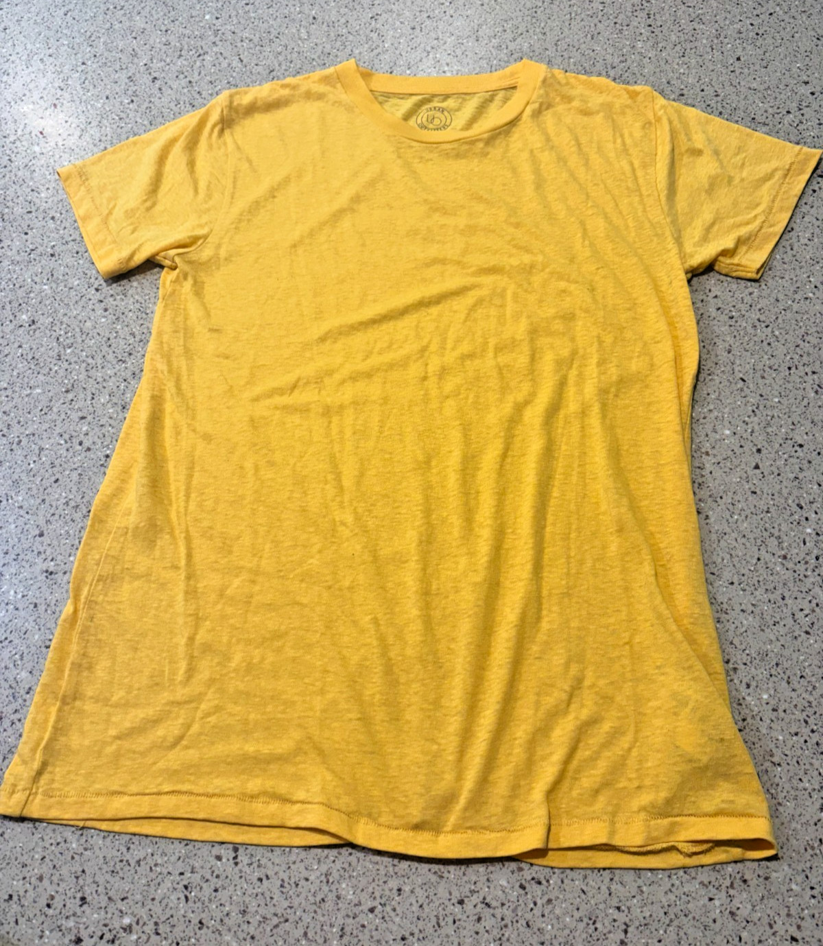 Urban Outfitters yellow t-shirt, slub cotton/poly, size S