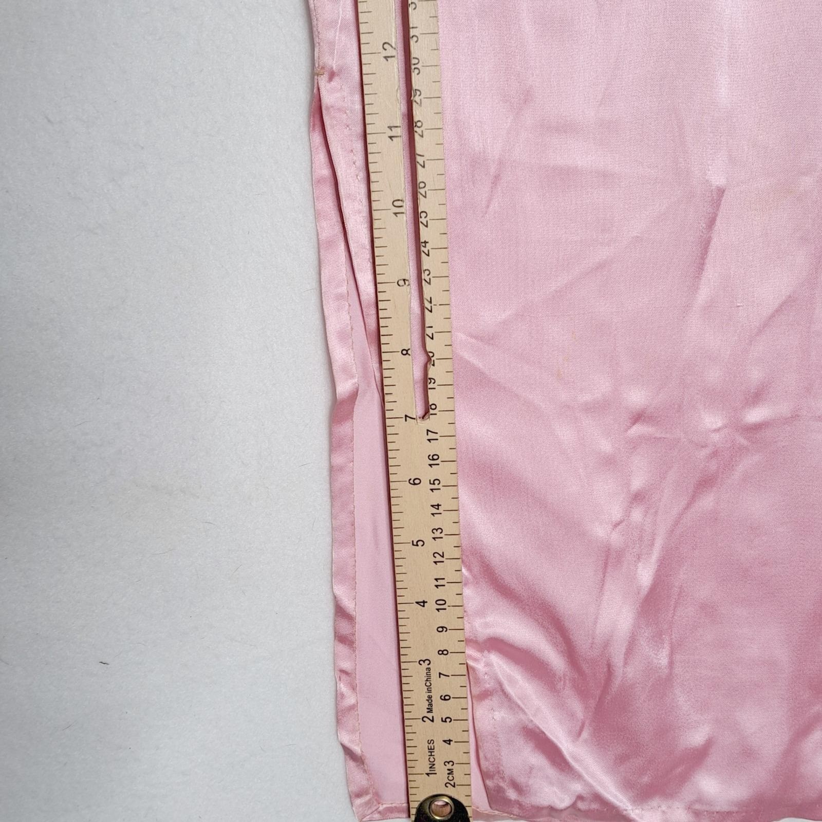 Vintage 50s 60s Pink Silk Satin Cheongsam Qipao Phoenix Sequin Beaded Dress S