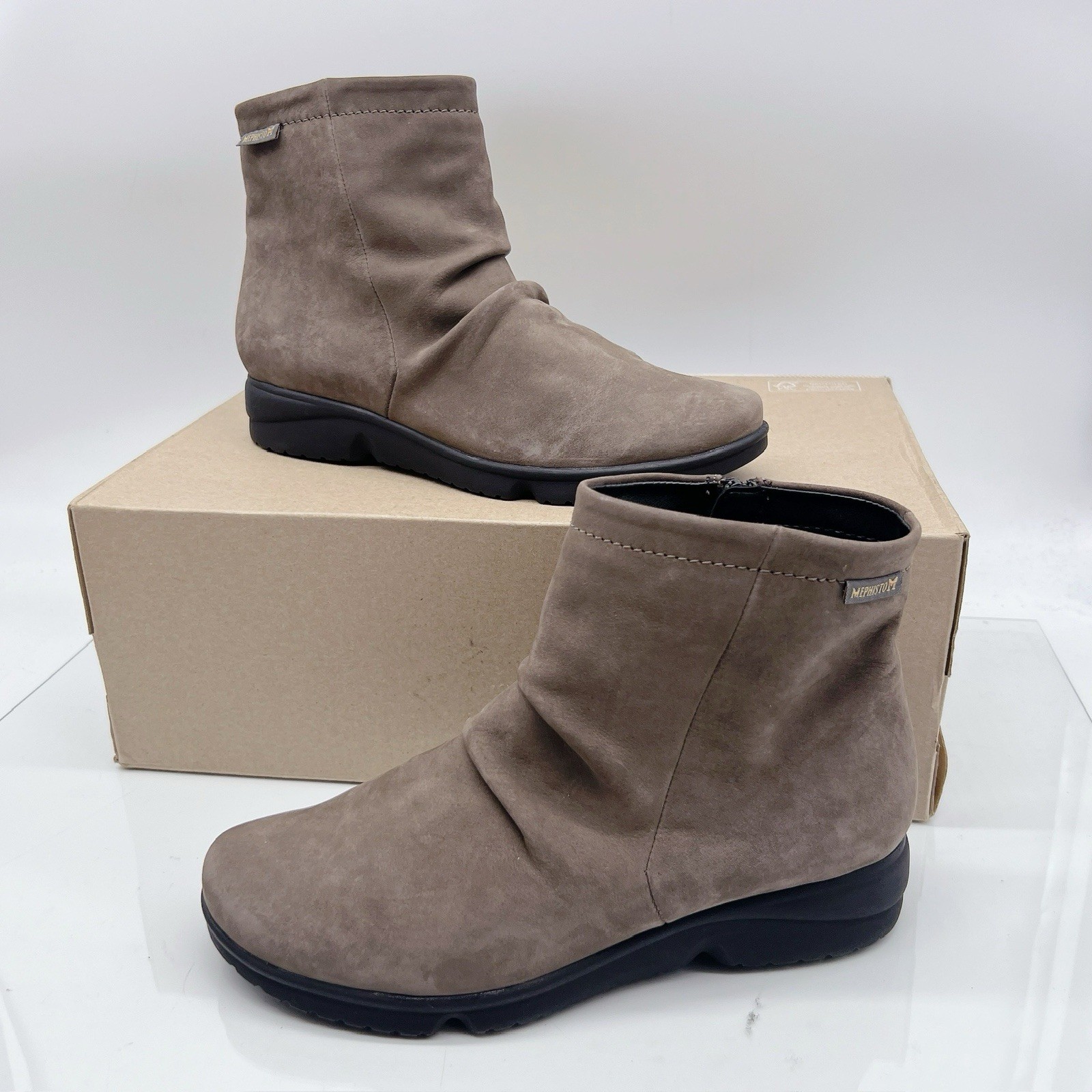 Mephisto Rezia Walnut Nubuck Ankle Boots Wedge Womens US 6 EU 37 1/3