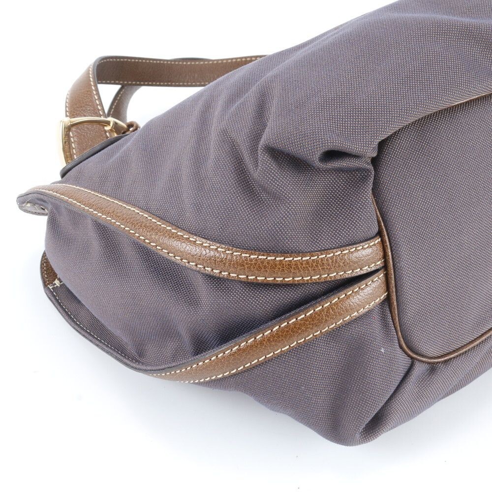 CELINE Tote bag Horse carriage Bittersweet leather canvas Auth From Japan