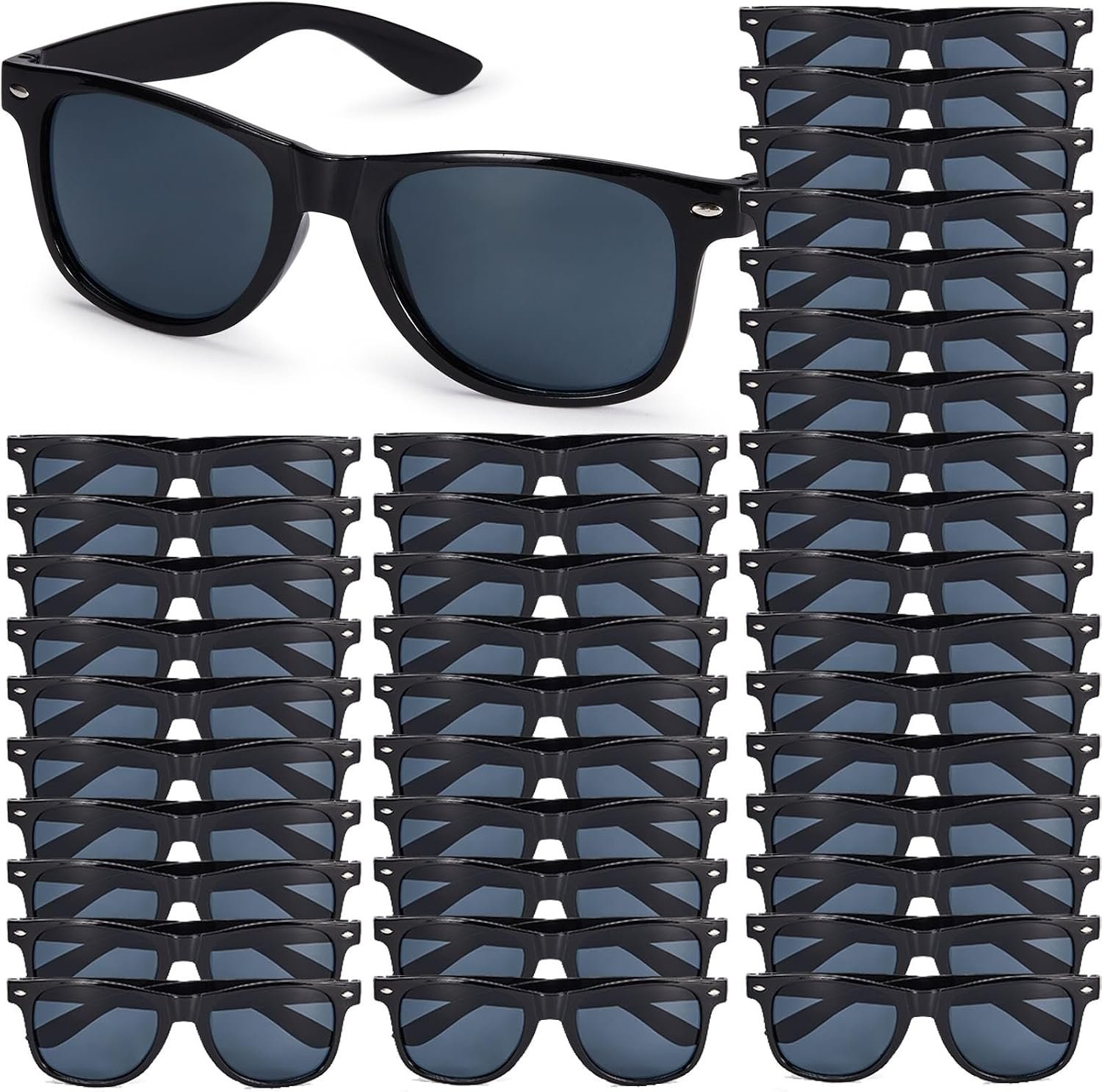 72 Pairs Party Sunglasses,Black and White Color Scheme，Bulk Retro Sunglasses for